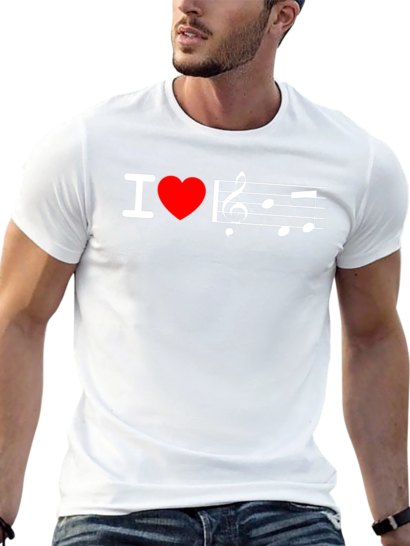 I Love Music T-Shirt - Treble Clef Heart Tee