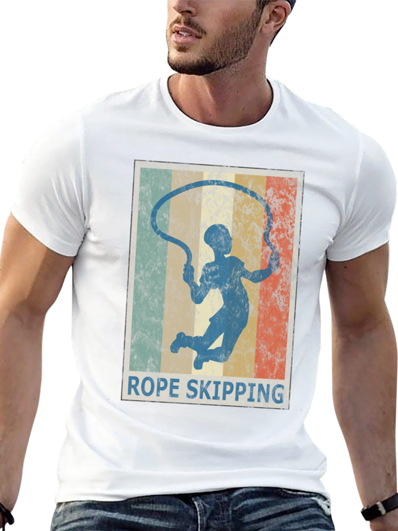 Rope Skipping Retro Style Graphic T-Shirt