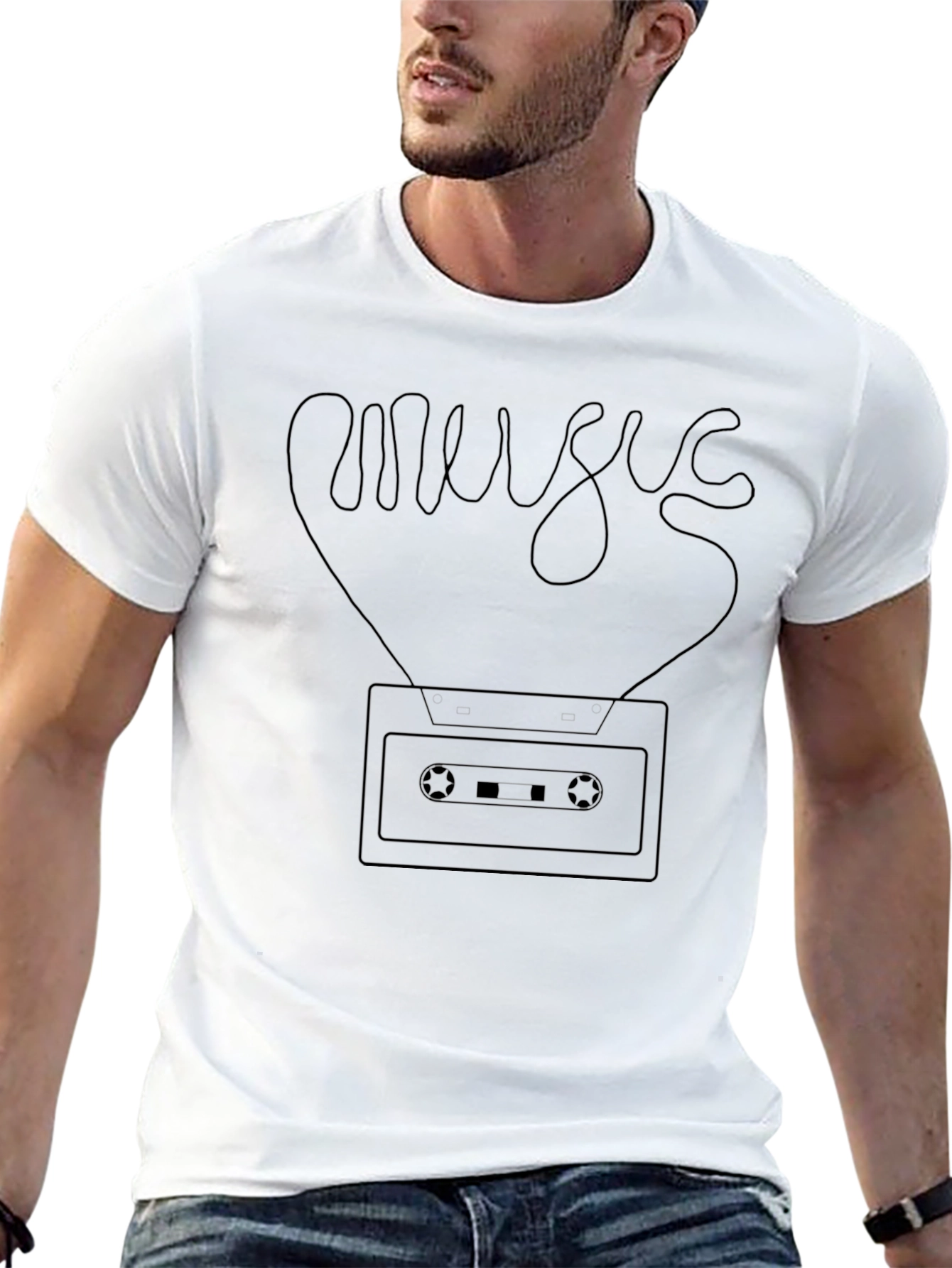 Retro Music Cassette Graphic Tee - Stylish Black Shirt