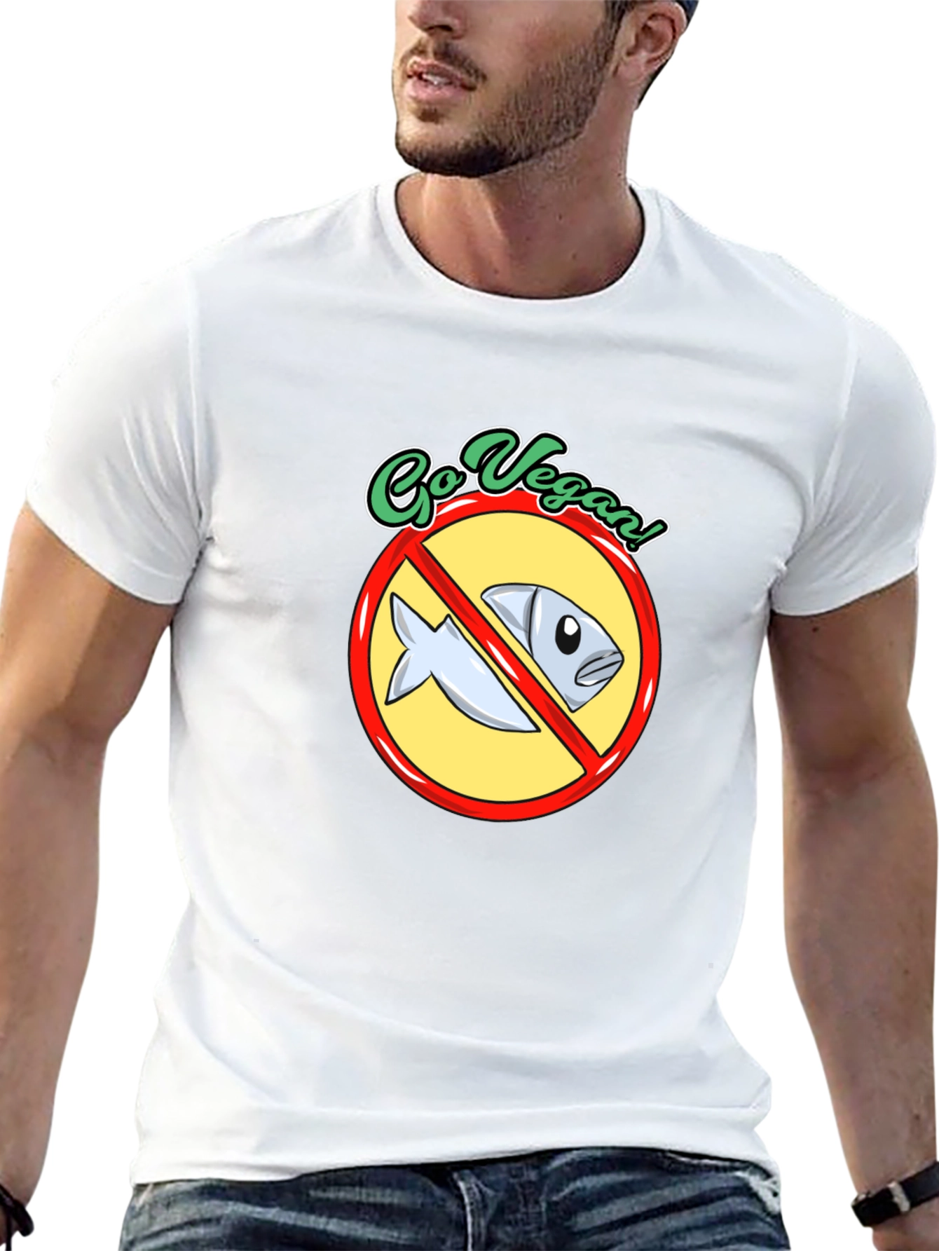 Go Vegan T-Shirt - No Fish Allowed!