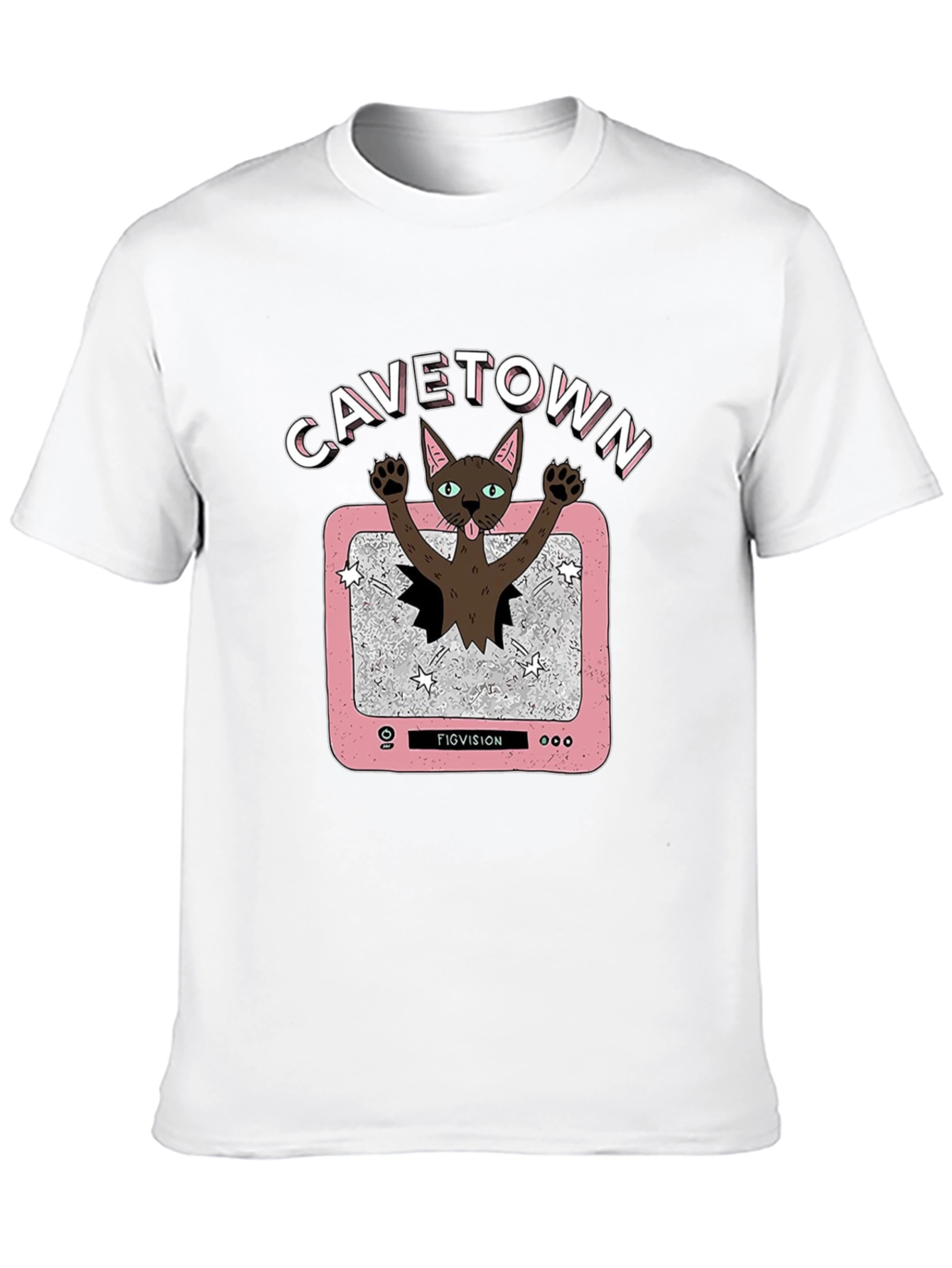 CAVETOWN Figvision Cat Graphic T-Shirt
