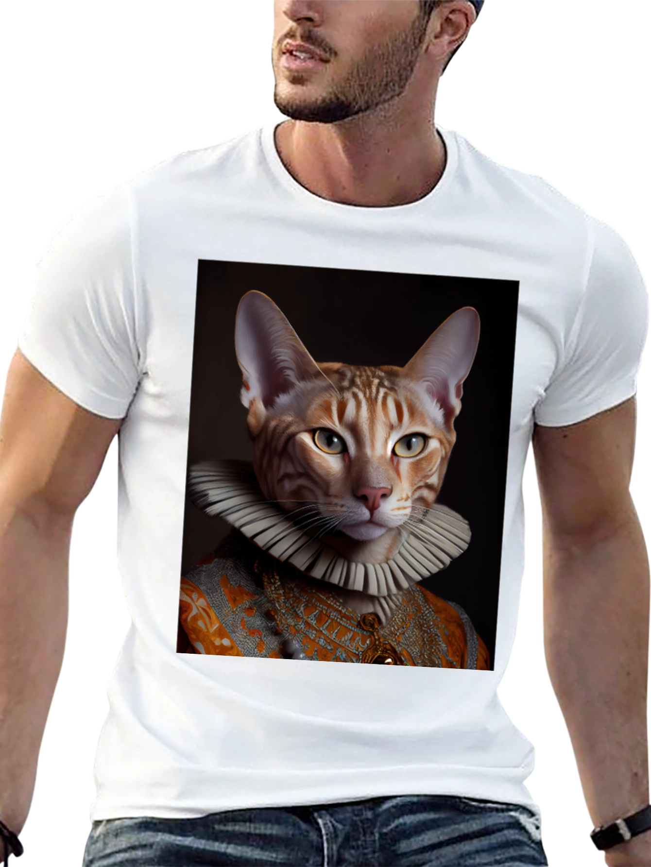 Renaissance Cat T-Shirt - Funny Pet Portrait Tee