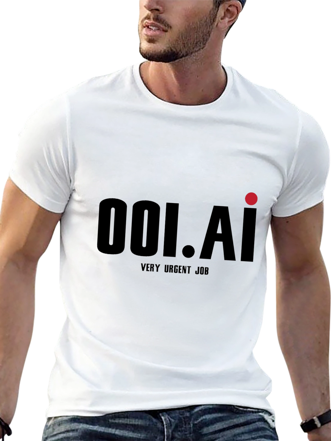 001.AI Black Graphic Tee - Very Urgent Job