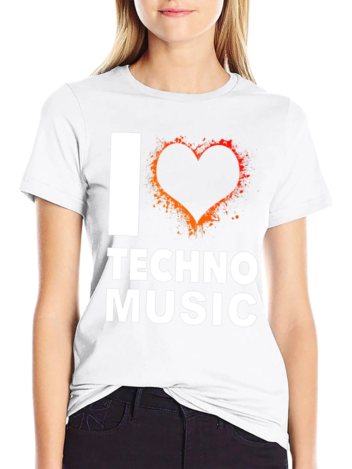I Love Techno Music T-Shirt - Black Graphic Tee