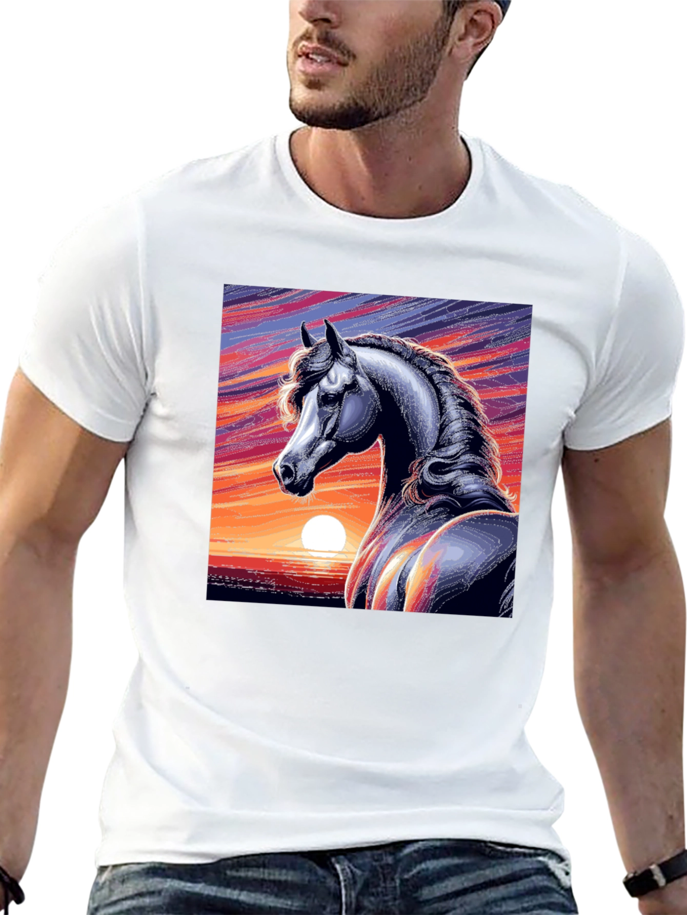 Majestic Horse Graphic Tee - Sunset Design