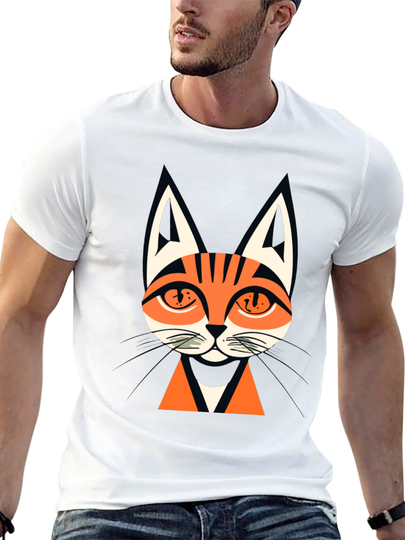 Mens Black Cat Graphic Tee