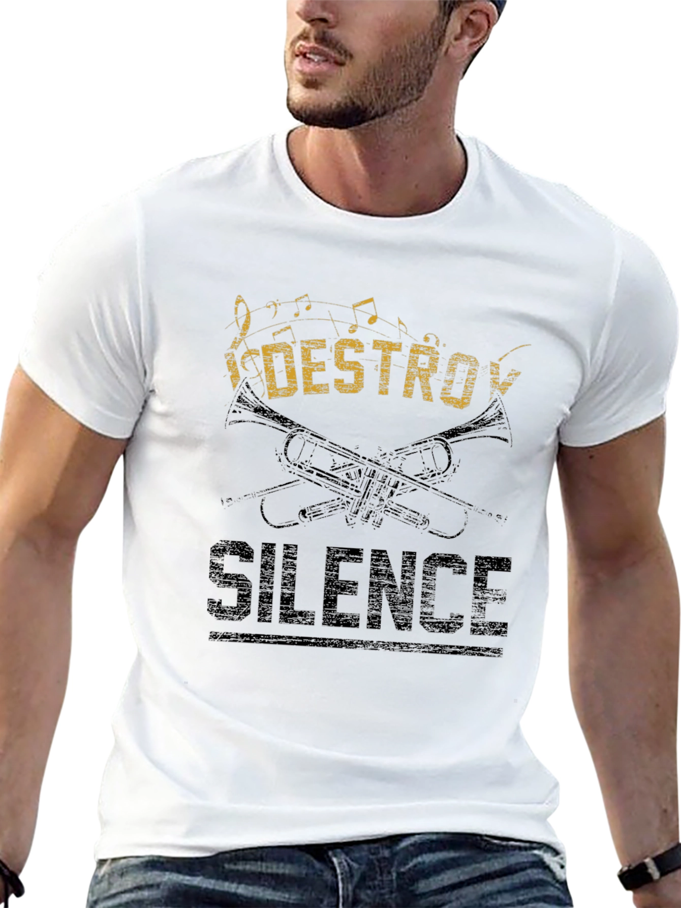 Destroy Silence Trumpet Graphic Tee - Musician T-Shirt