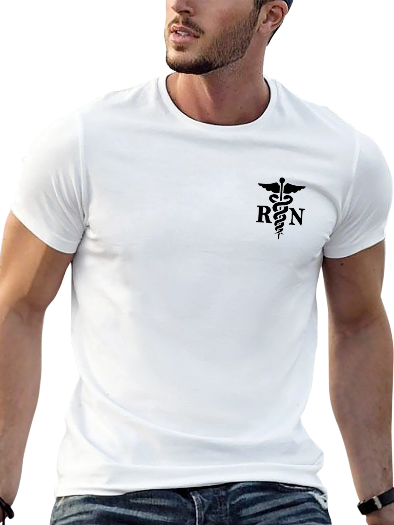 RN Caduceus Black T-Shirt - Registered Nurse Apparel