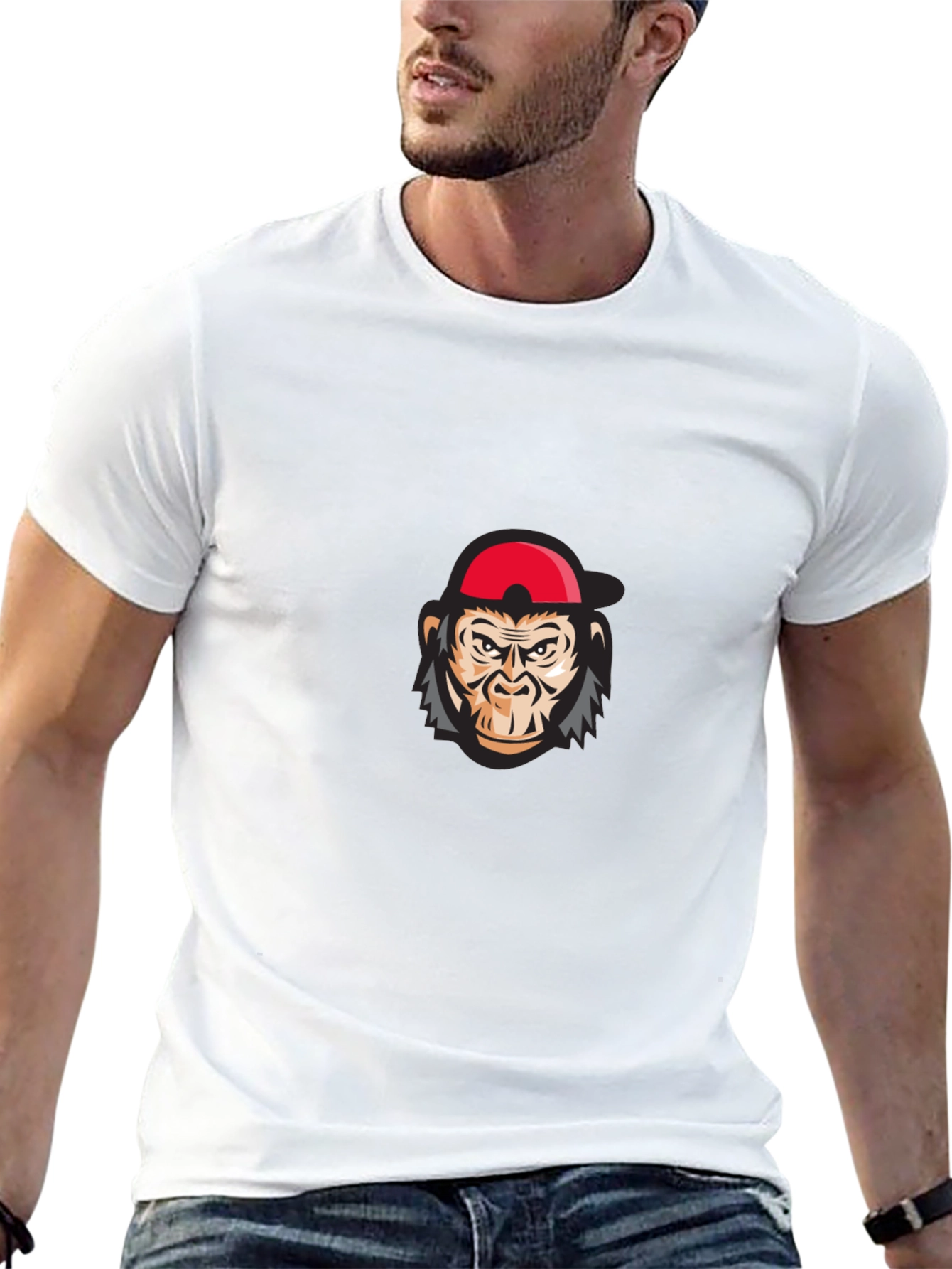 Black Graphic Tee with Gorilla Design
