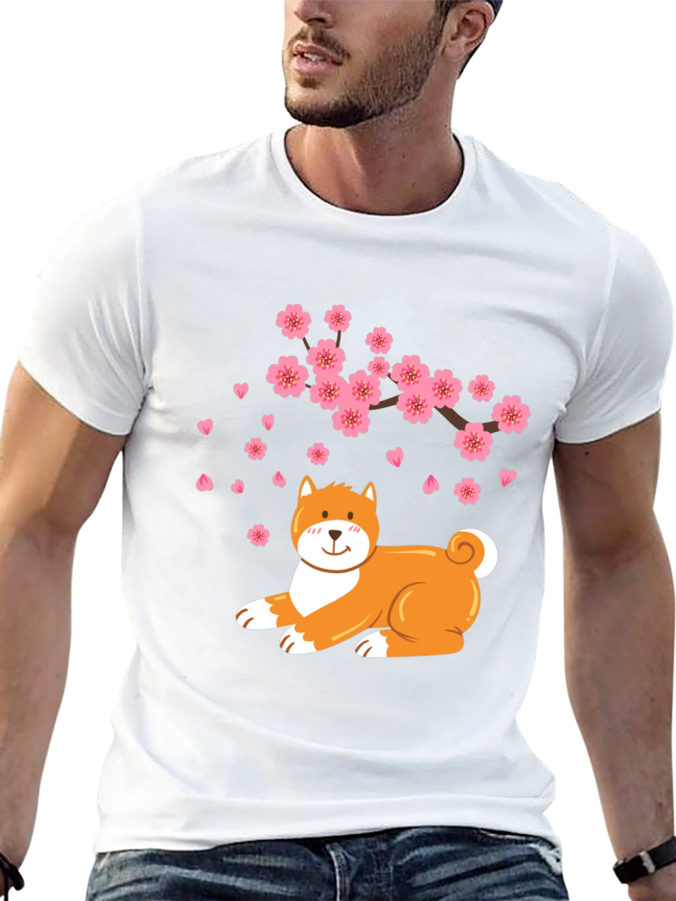 Sakura Shiba Inu Black T-Shirt