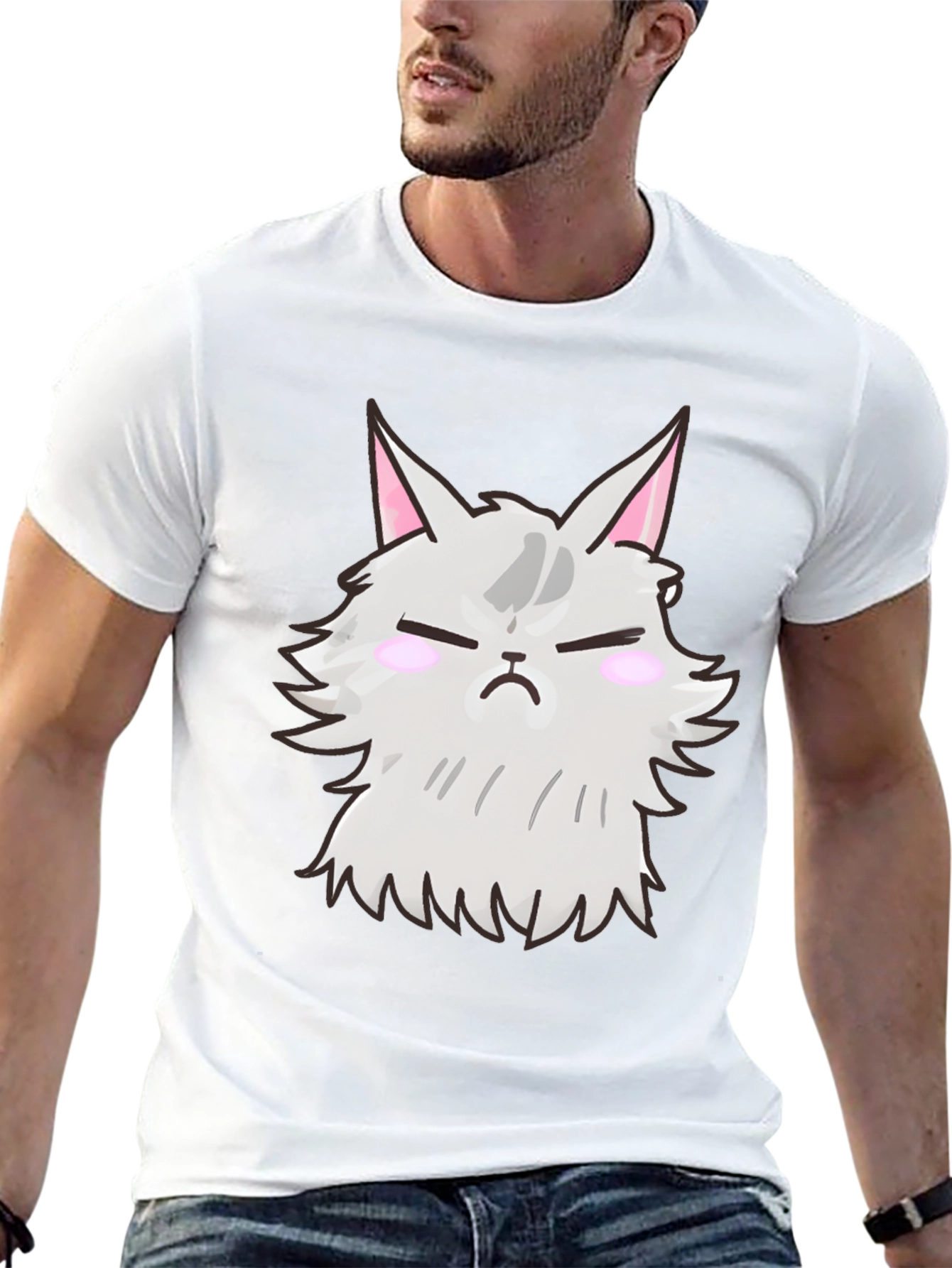 Grumpy Cat T-Shirt - Black Cartoon Feline Design