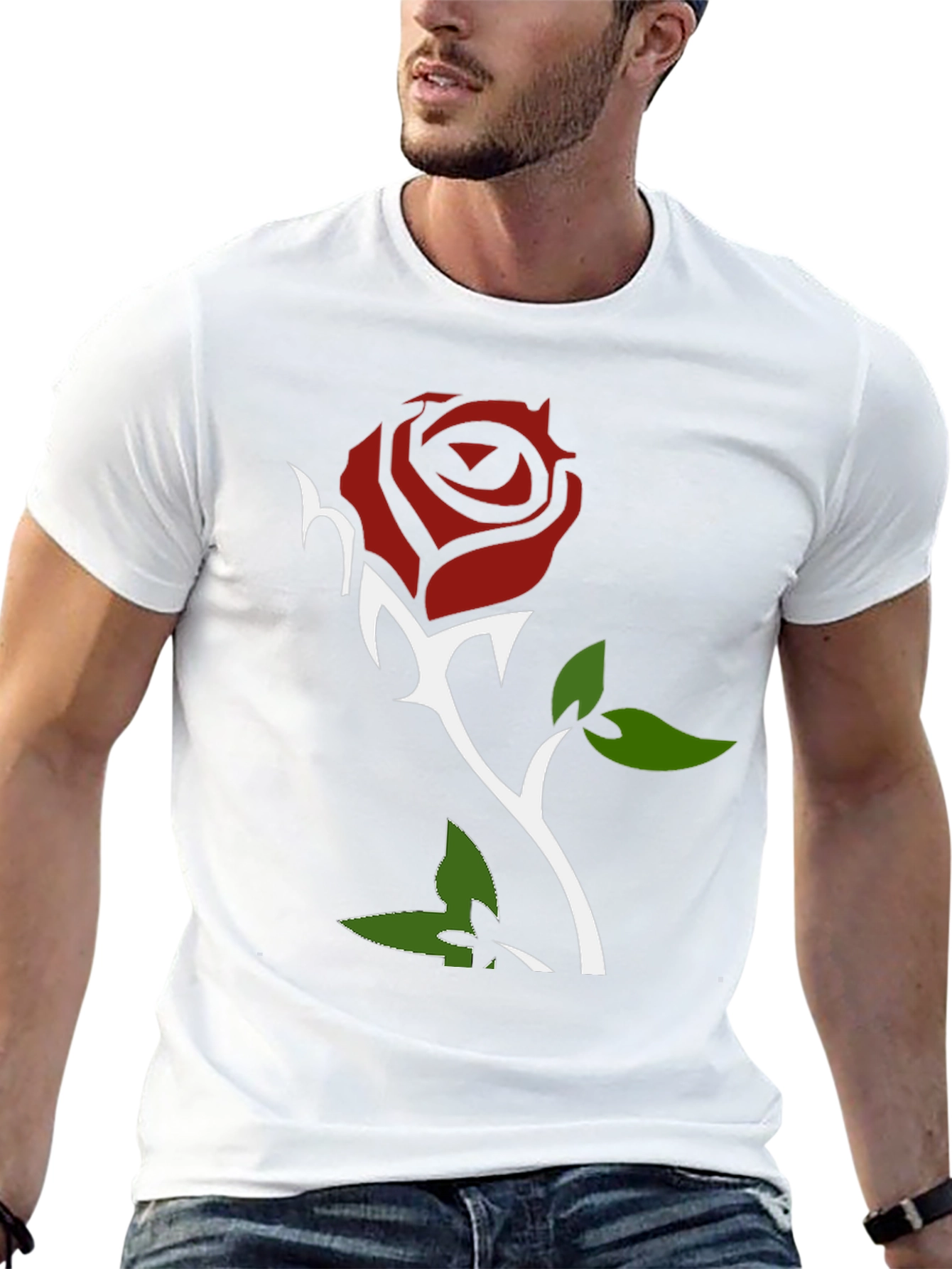 Rose Graphic Print Black T-Shirt