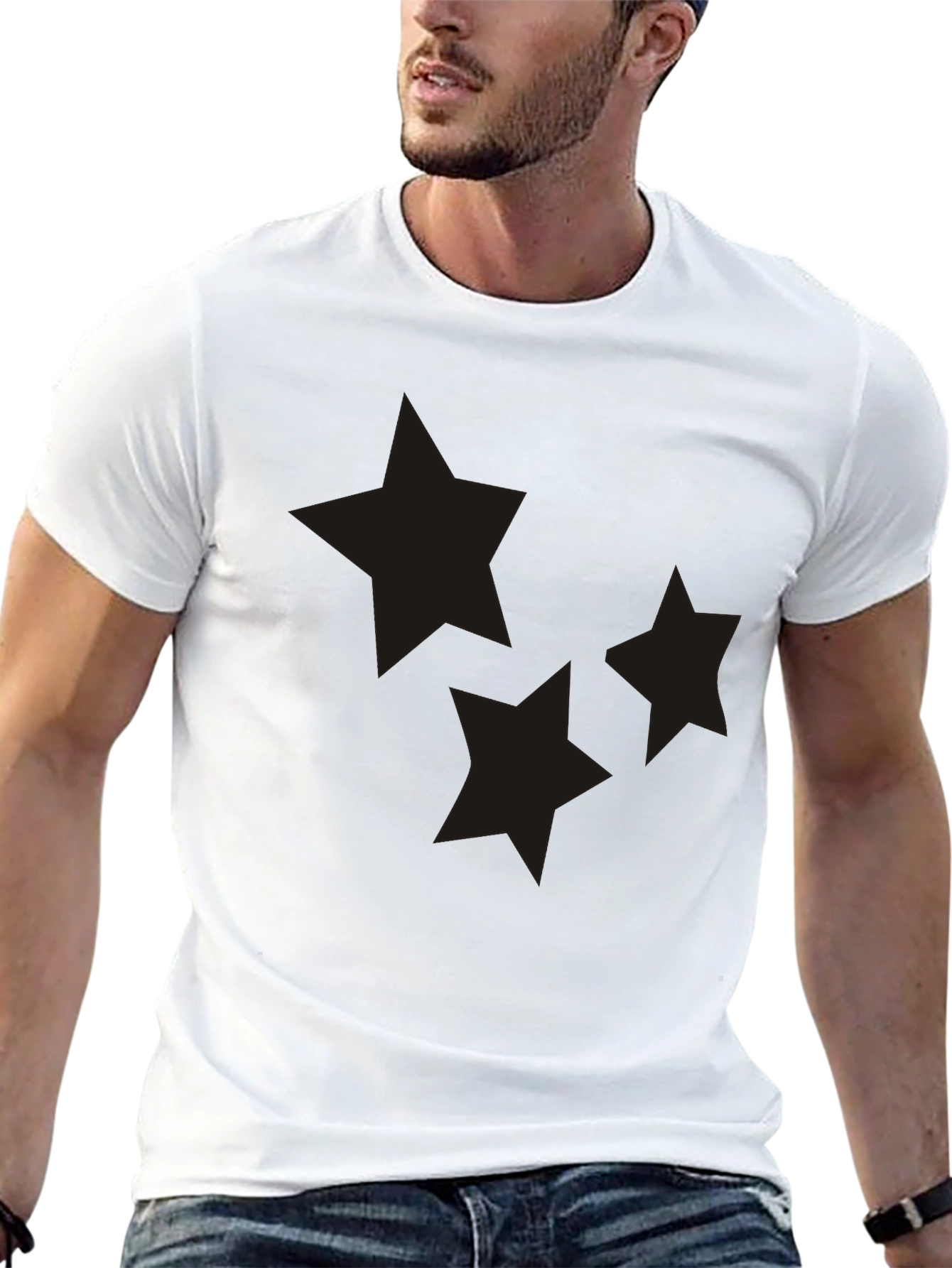 Stylish Black Tee with Star Graphic