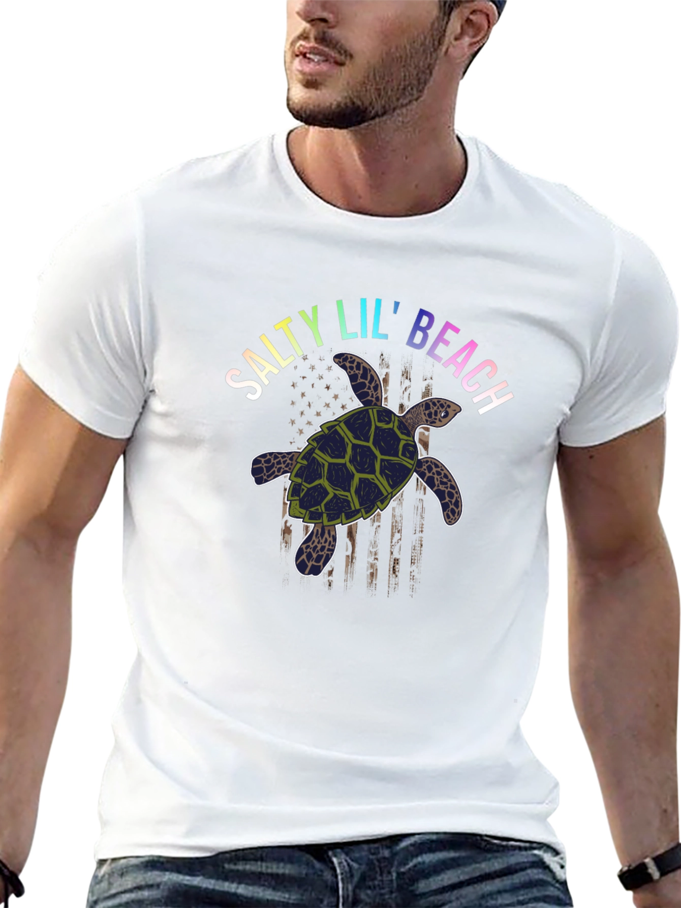 Salty Lil Beach Turtle Graphic T-Shirt