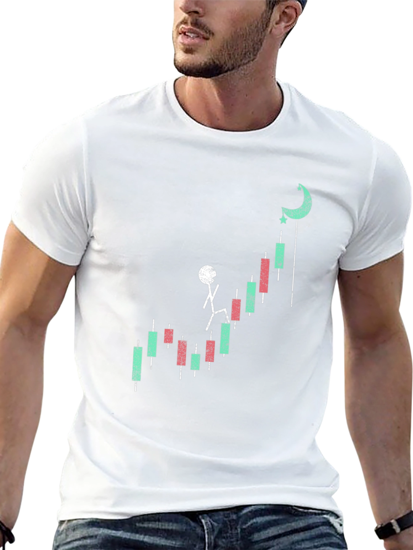 Stock Climb T-Shirt - Black Cotton Blend Graphic Tee