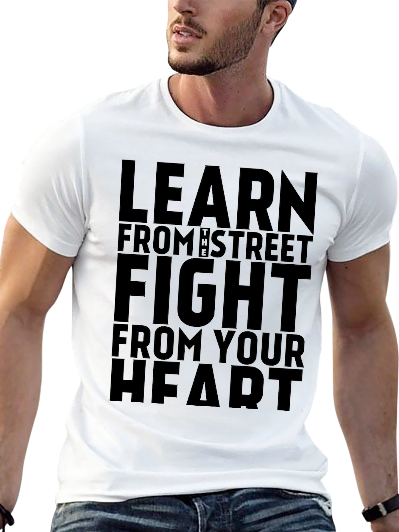 Learn From the Street Fight Heart Black T-Shirt