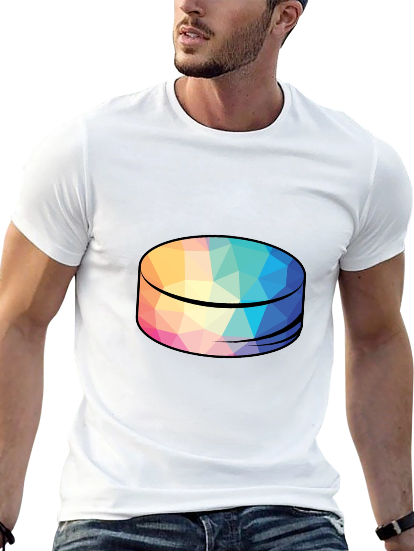 Geometric Puck Design Black T-Shirt