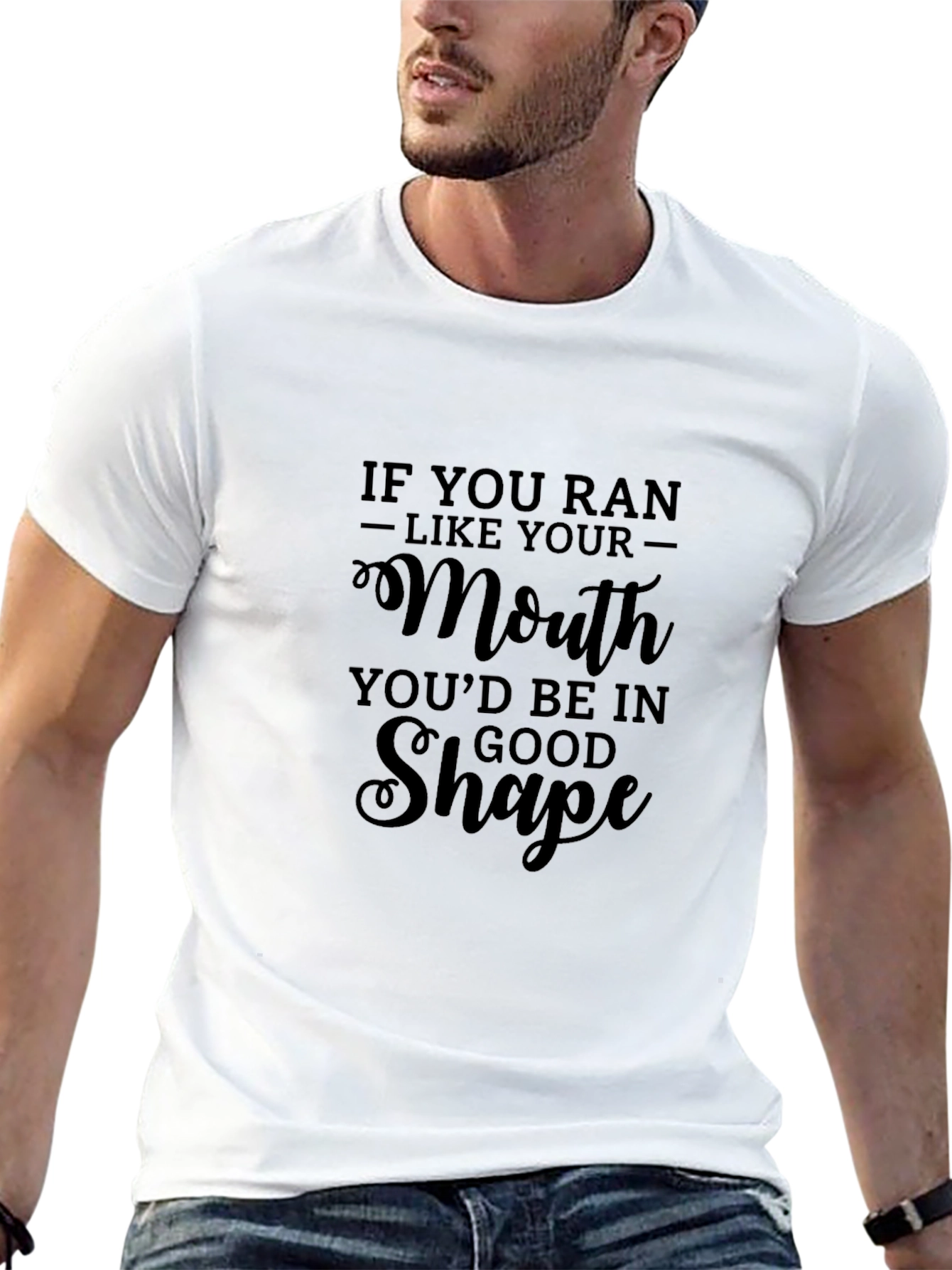 Funny Fitness T-Shirt - Mouth vs. Shape