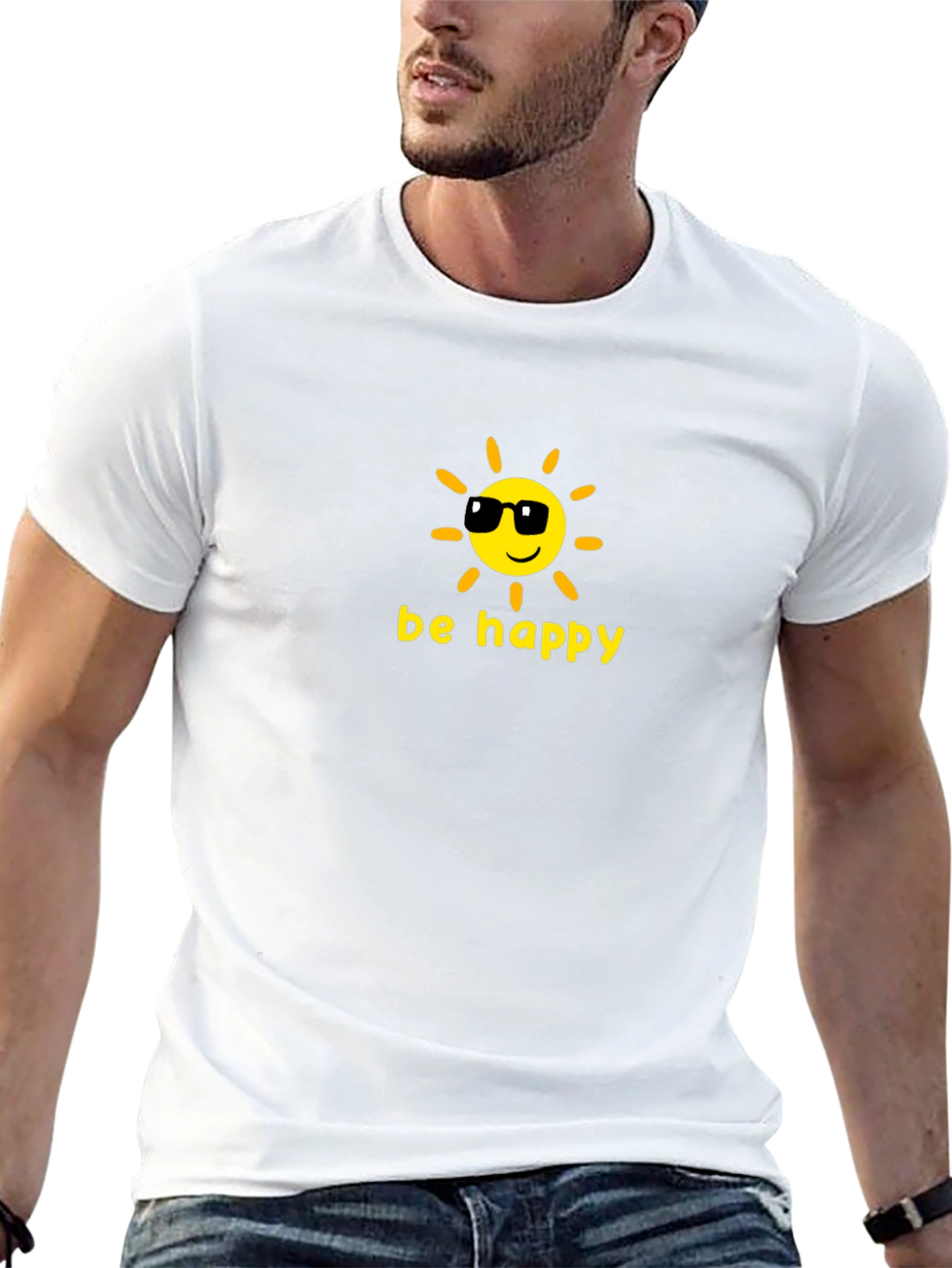 Be Happy Graphic Tee - Cool Sun Design