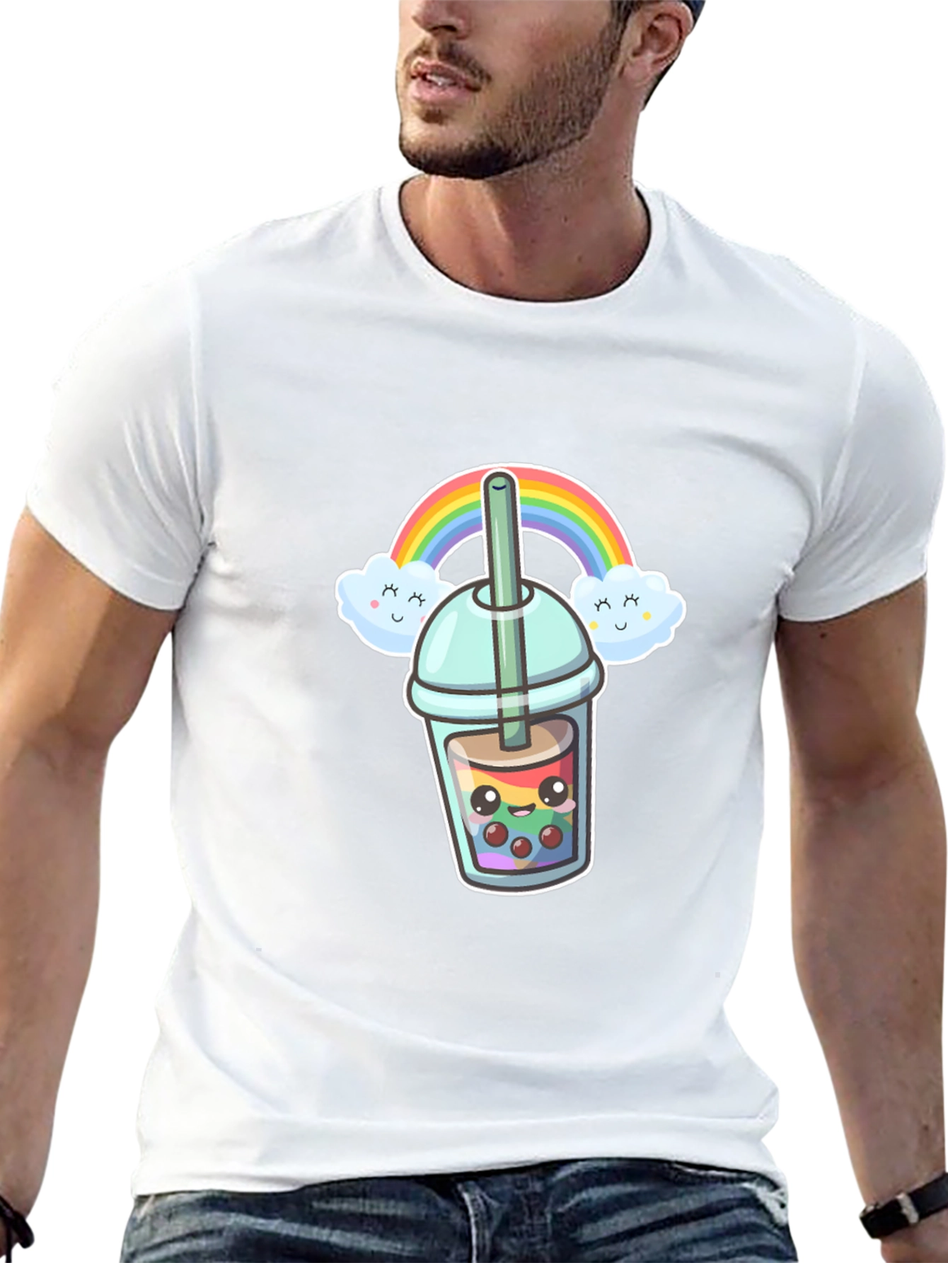 Kawaii Bubble Tea T-Shirt - Rainbow Design