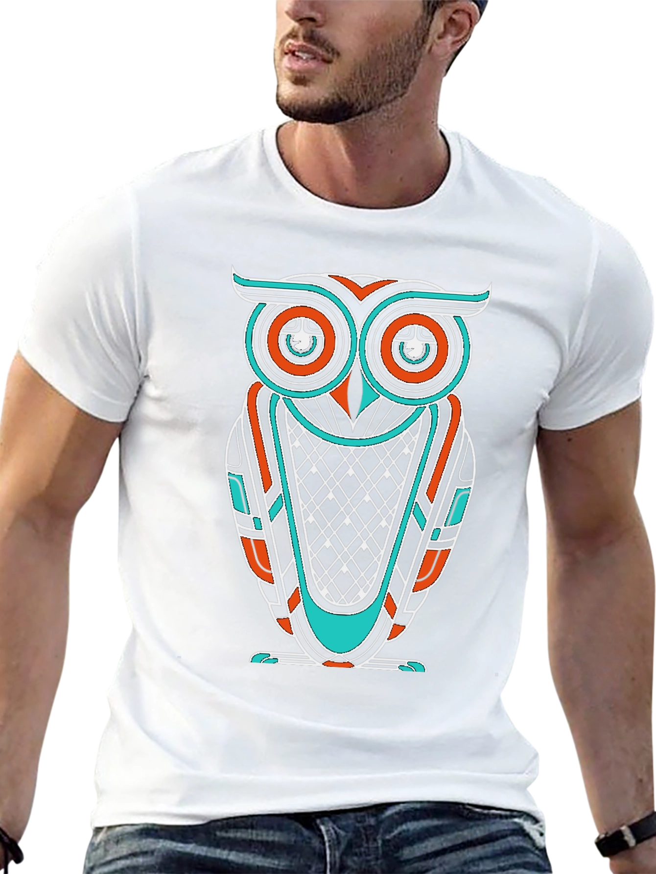 Geometric Owl Graphic Print Tee