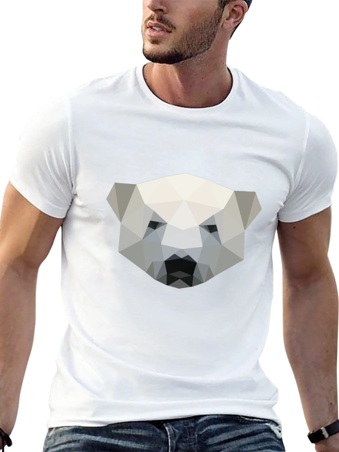 Geometric Polar Bear Graphic Tee - Modern Style