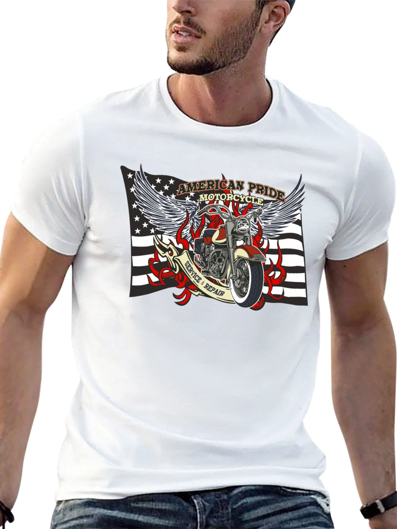American Pride Motorcycle Graphic T-Shirt