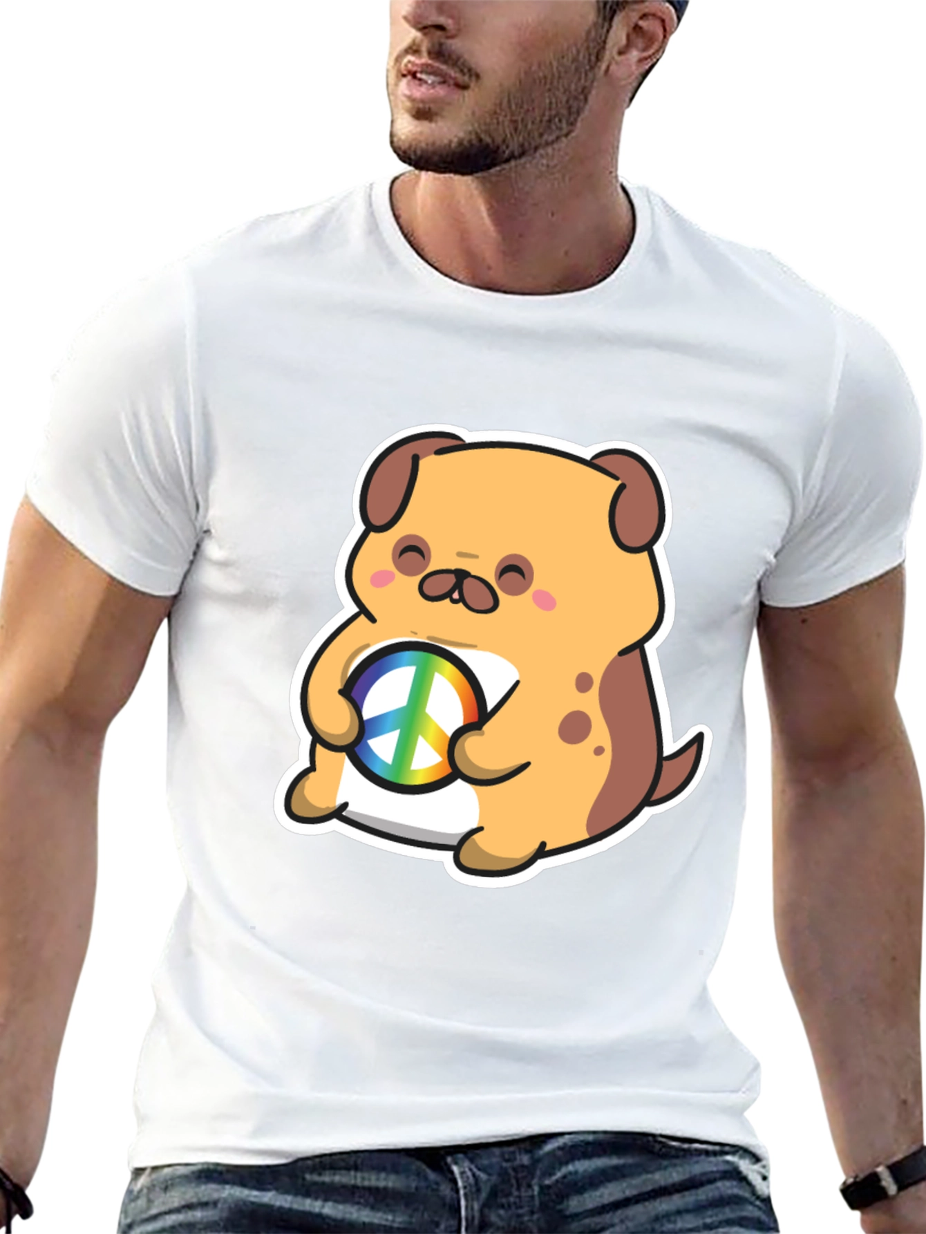 Dog Peace Sign Graphic T-Shirt