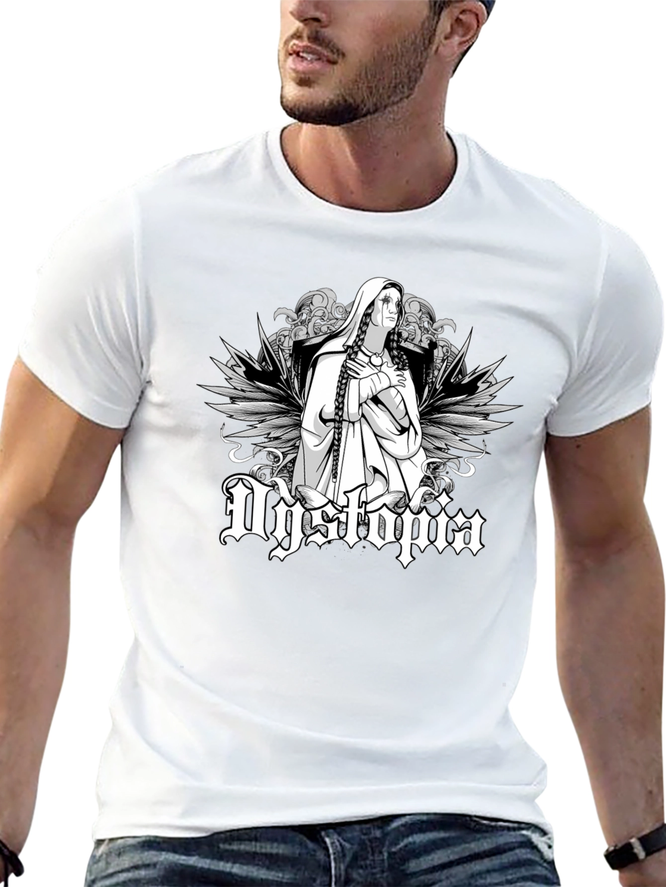 Dystopia Graphic Print Black T-Shirt for Men