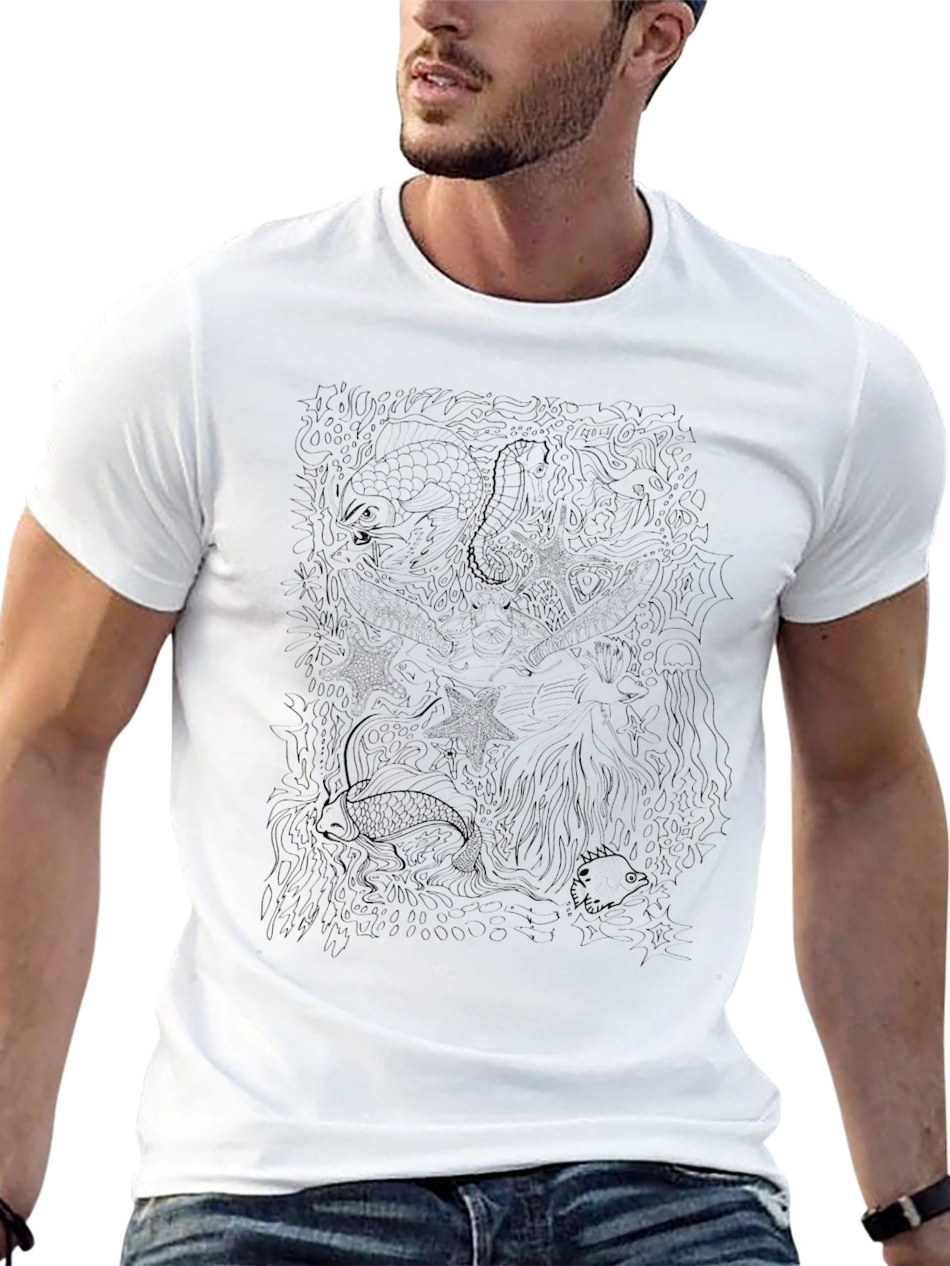 Abstract Sea Life Graphic Tee