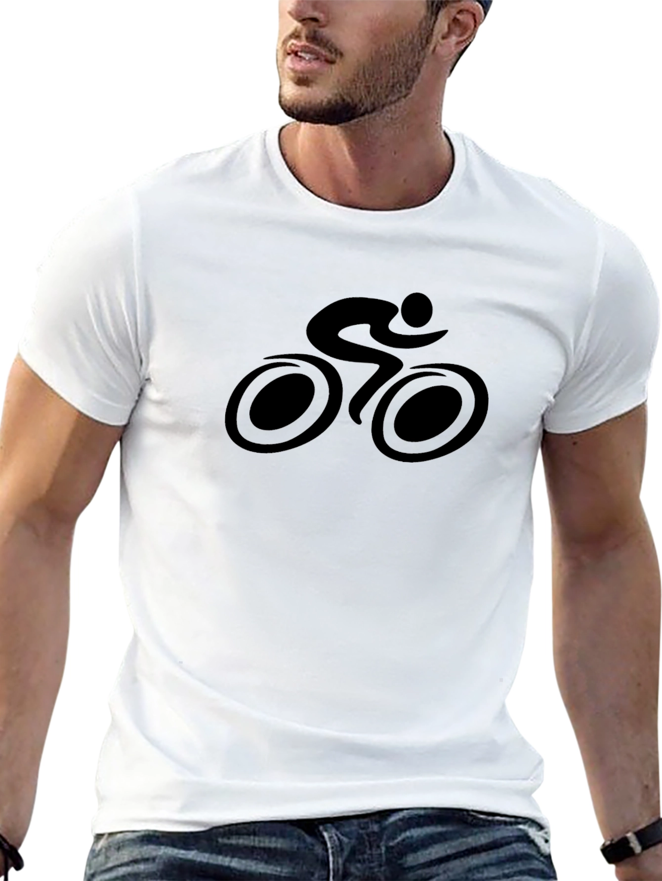 Cycling Silhouette Tee - Black Cotton Rider Shirt