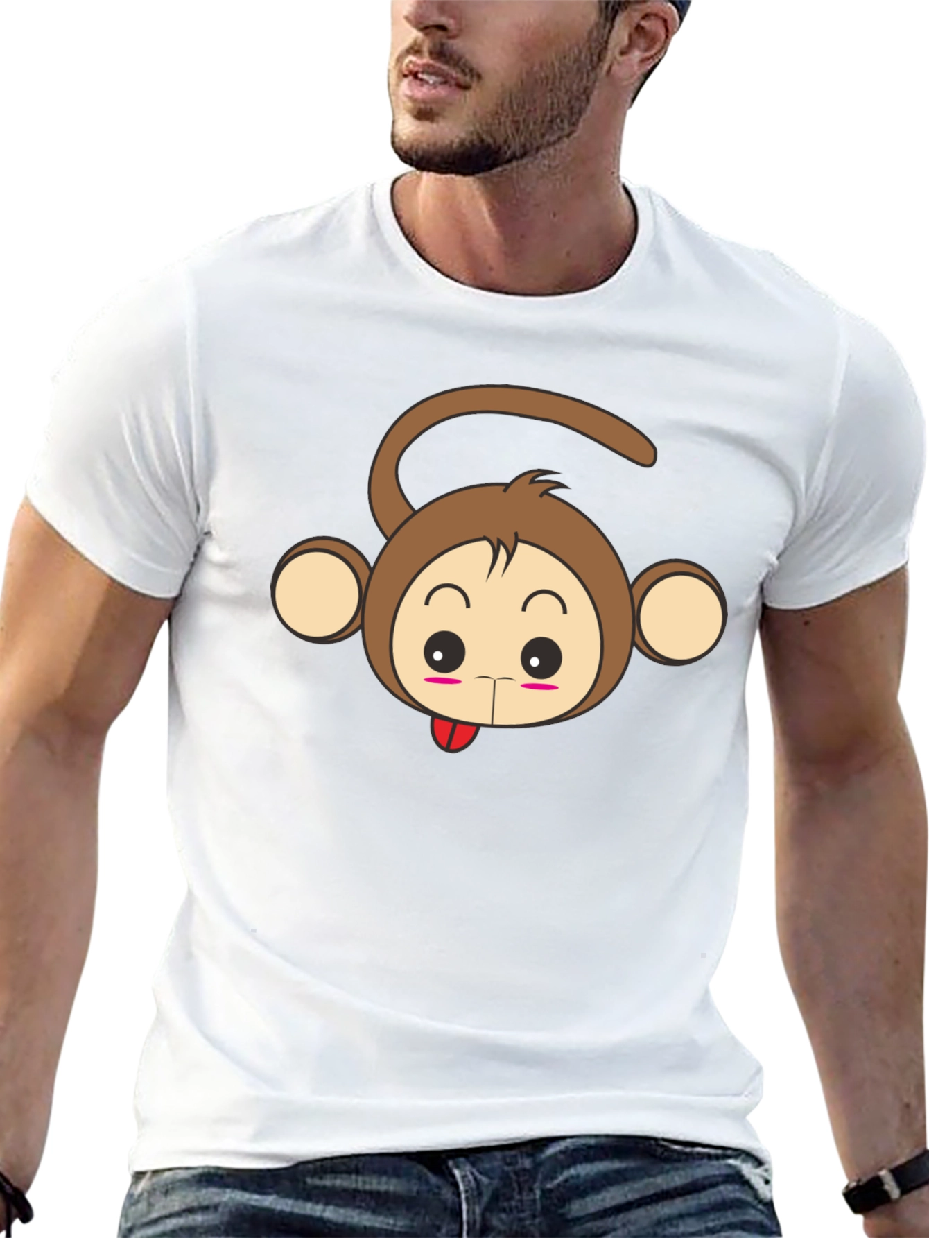 Cute Monkey Graphic Tee - Unisex Black T-Shirt
