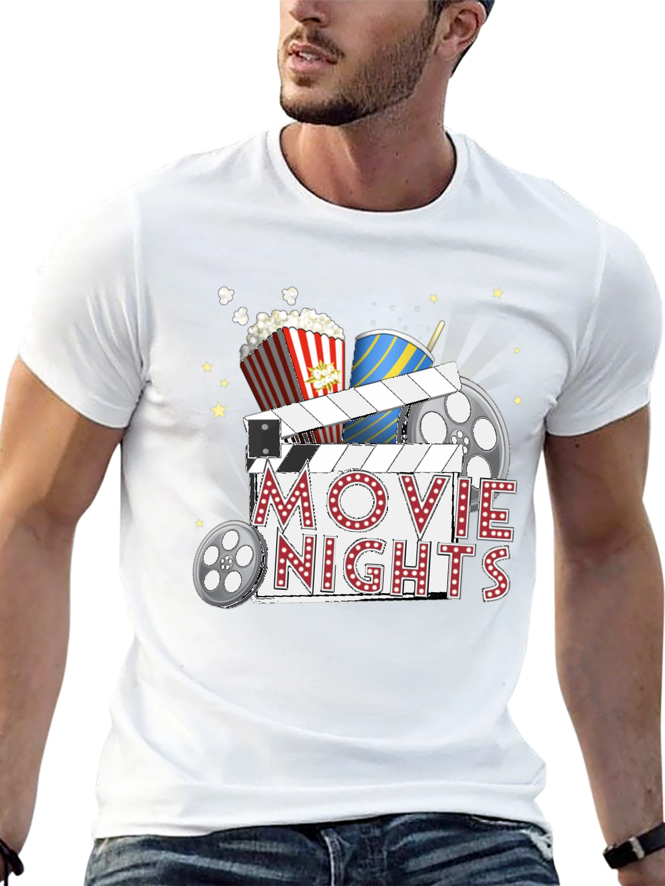 Movie Nights Graphic T-Shirt - Black Cotton Tee