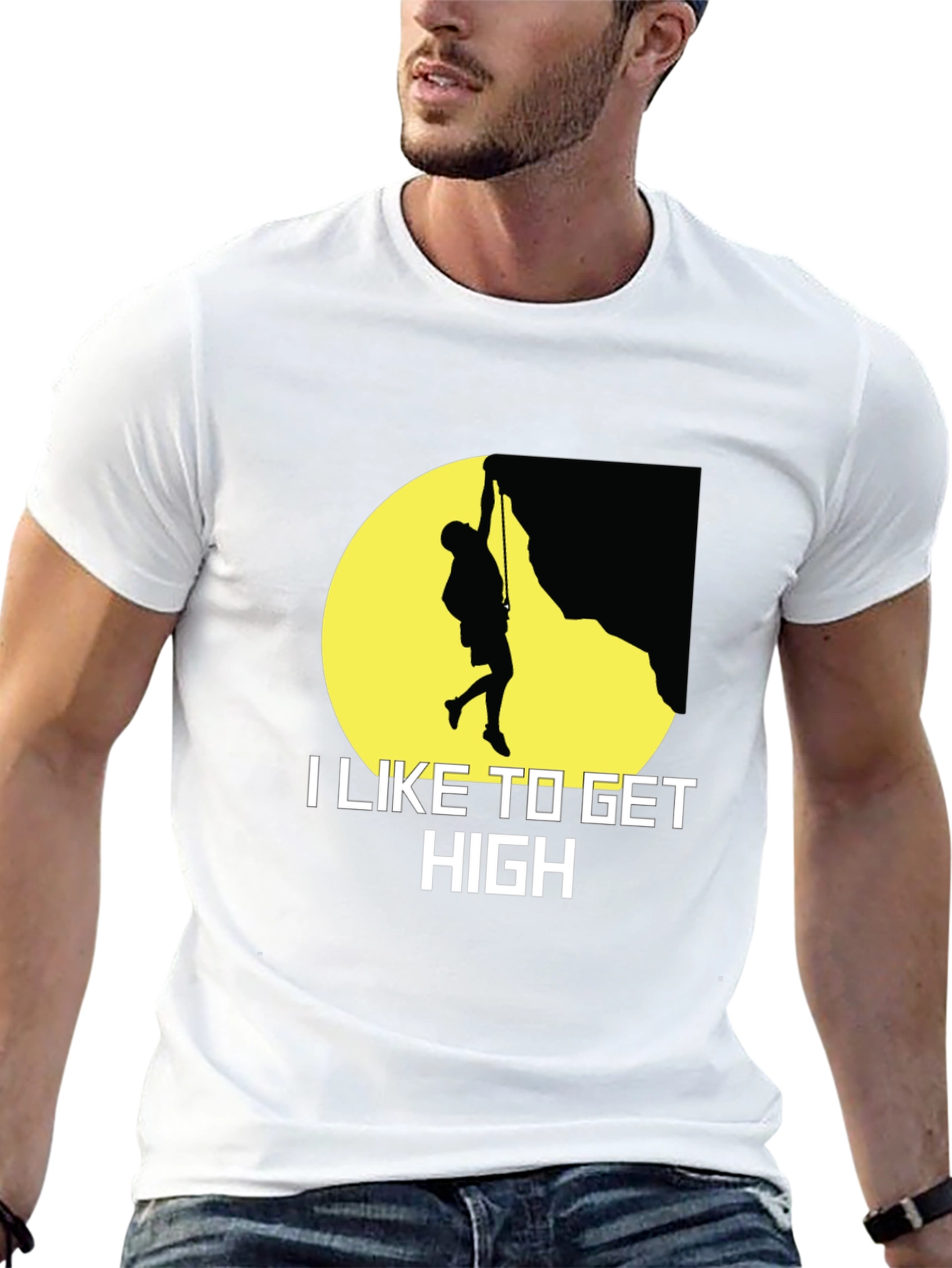 I Like to Get High Rock Climbing Graphic T-Shirt