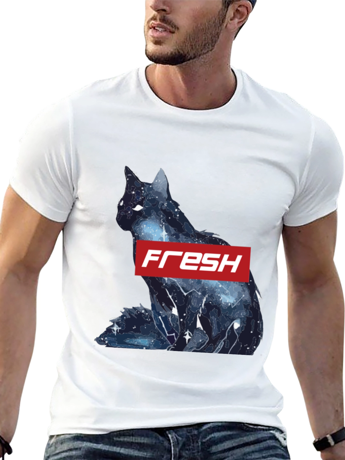 Fresh Galaxy Cat T-Shirt - Stylish Black Tee