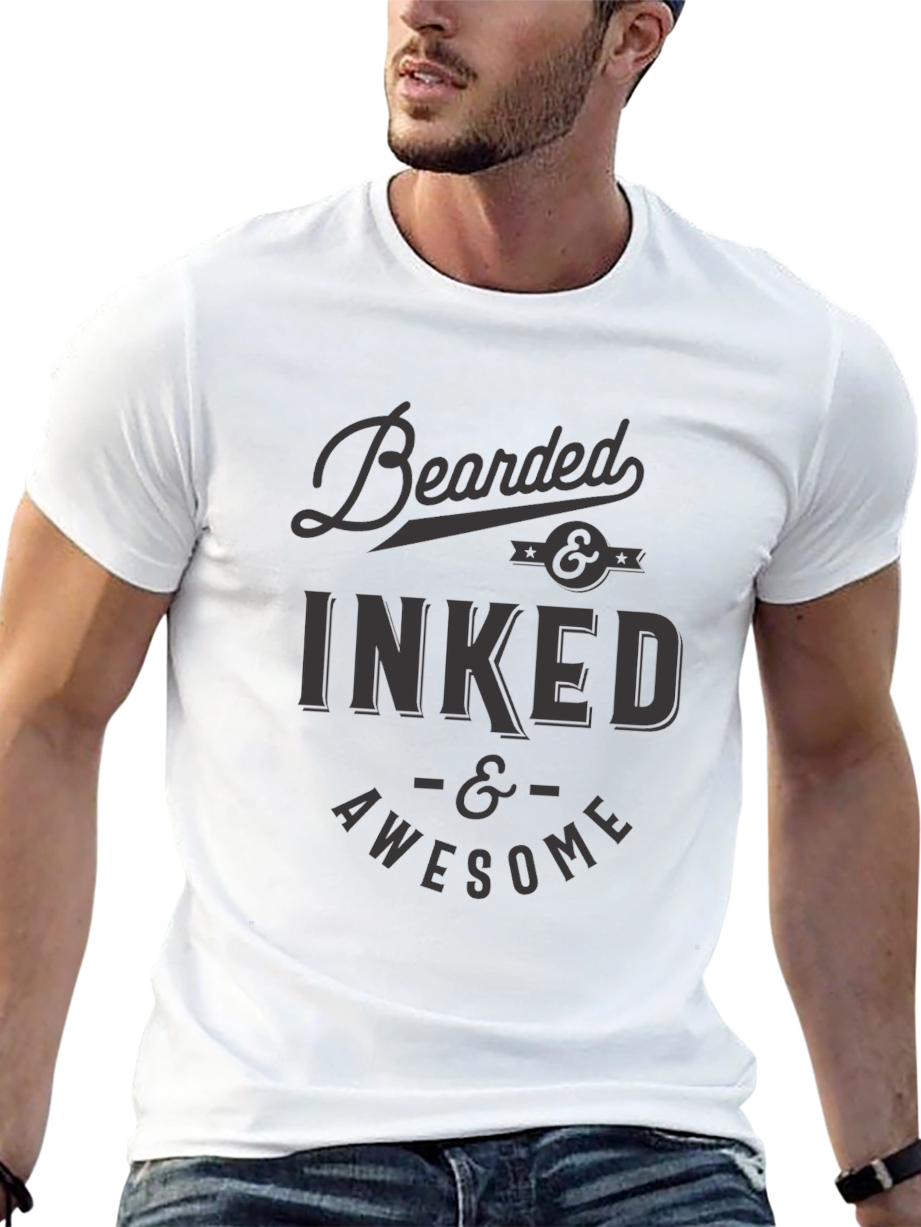 Bearded Inked and Awesome Black T-Shirt