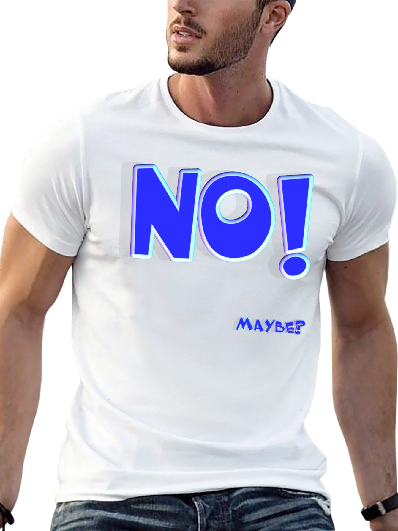 Funny NO! MAYBE? Graphic Tee - Mens Black T-Shirt