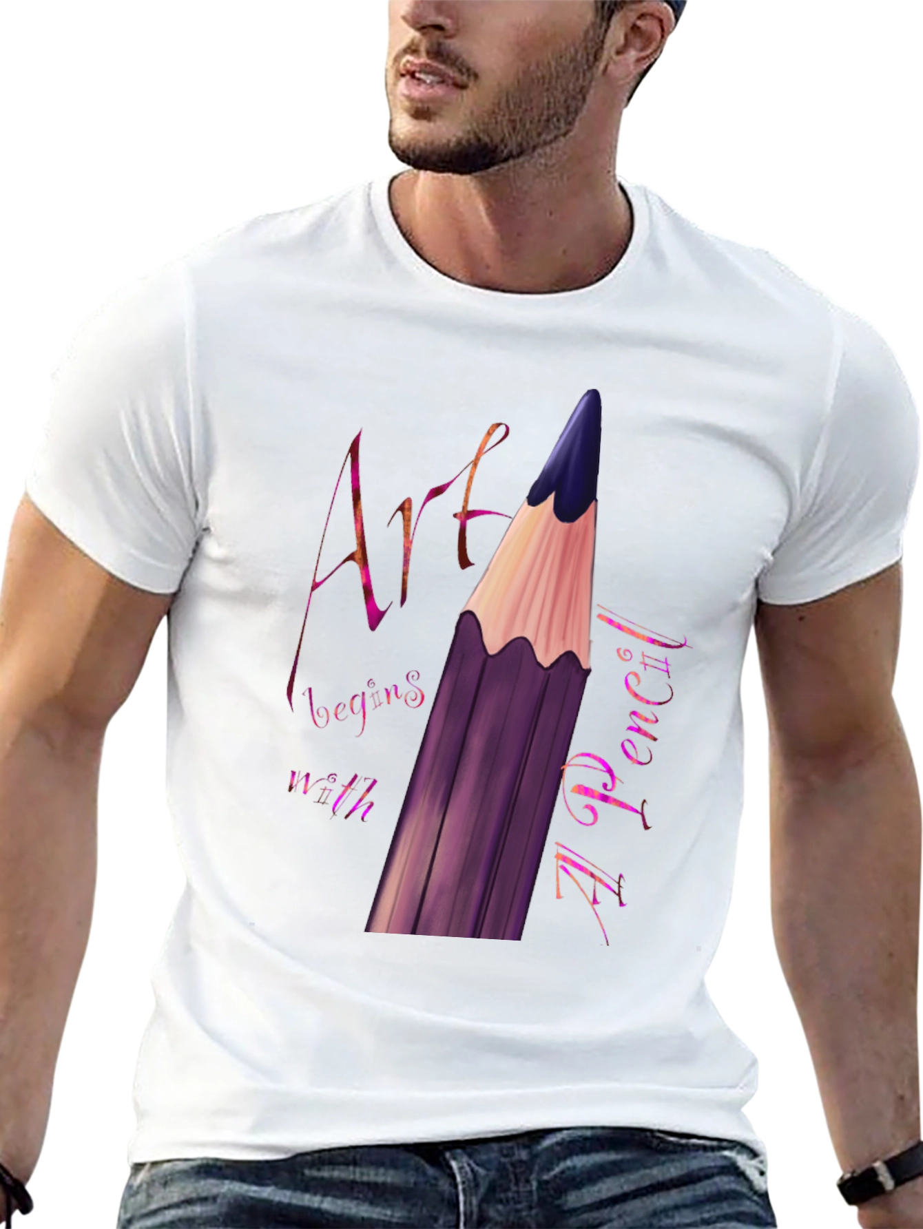 Art Begins With A Pencil Black Graphic Tee