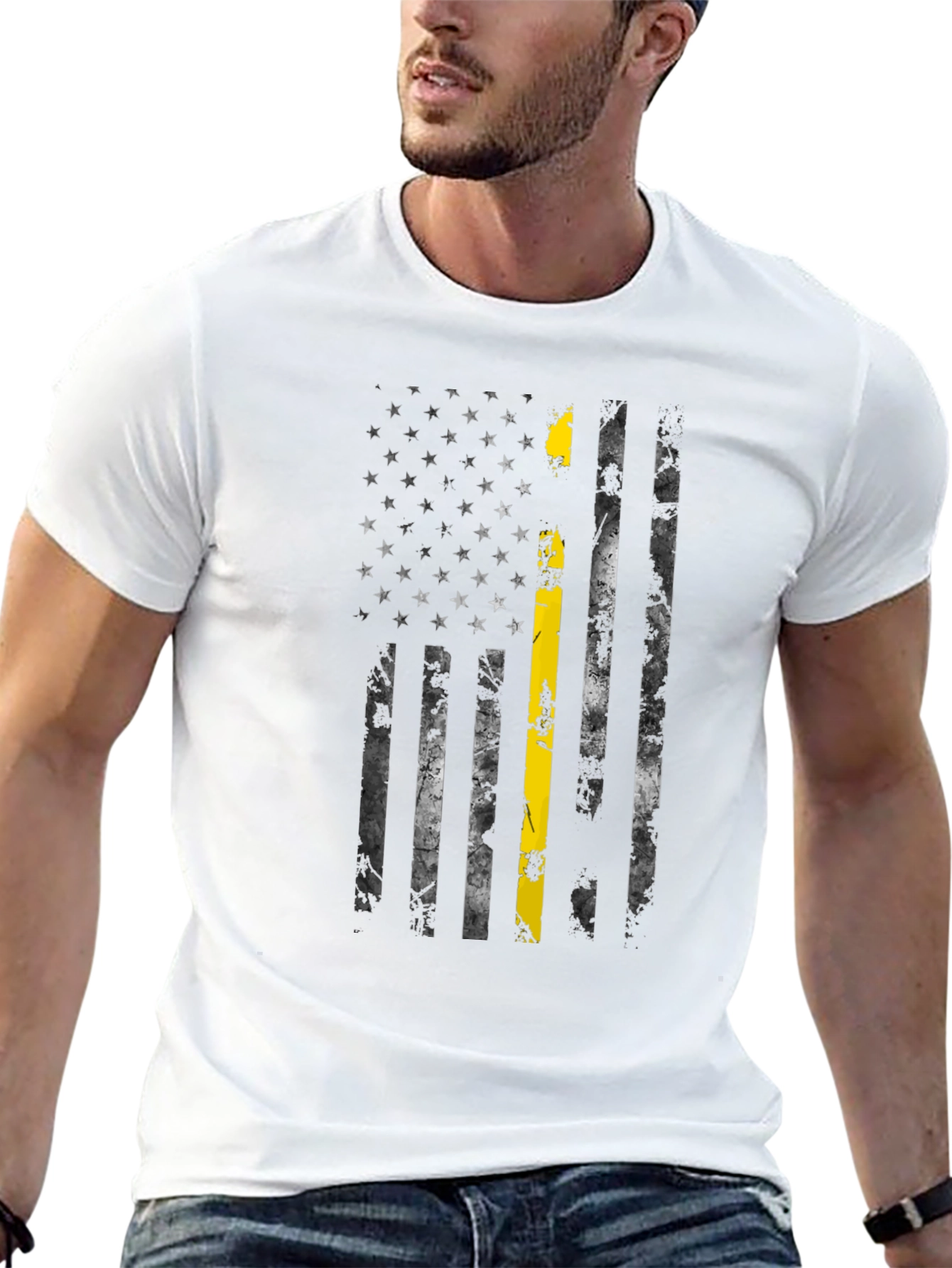 Thin Yellow Line US Flag Black T-Shirt