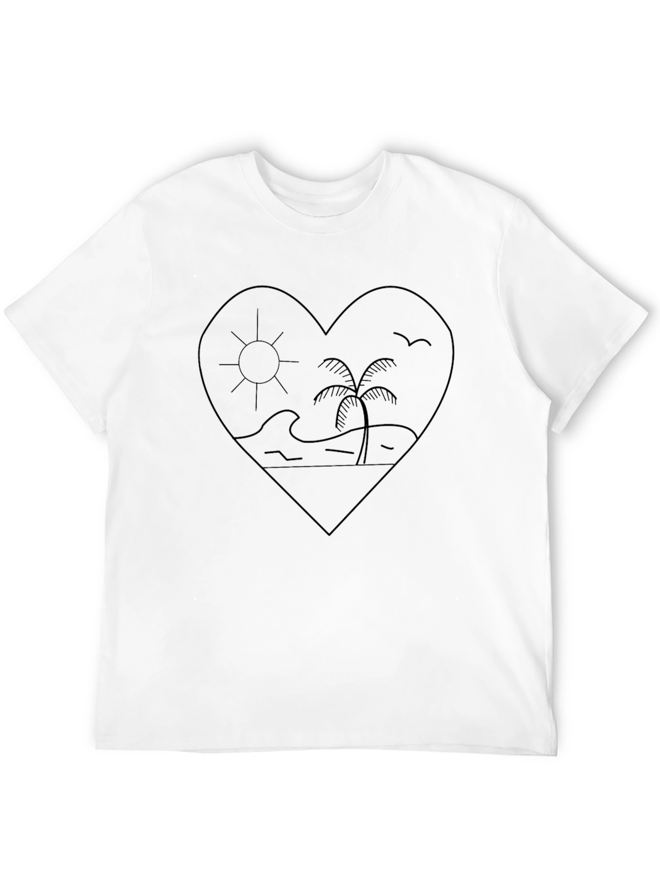 Heart Beach Graphic Tee - Black Unisex Shirt