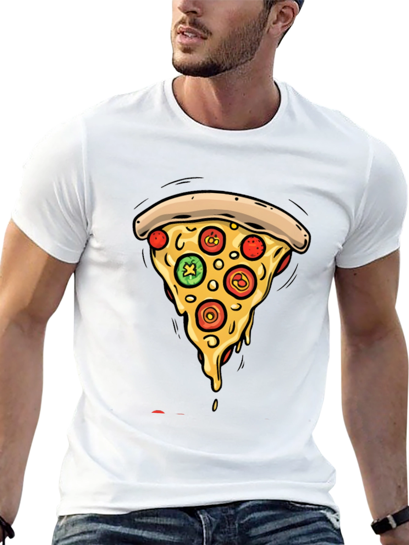 Pizza Slice Graphic Tee - Casual Black T-Shirt