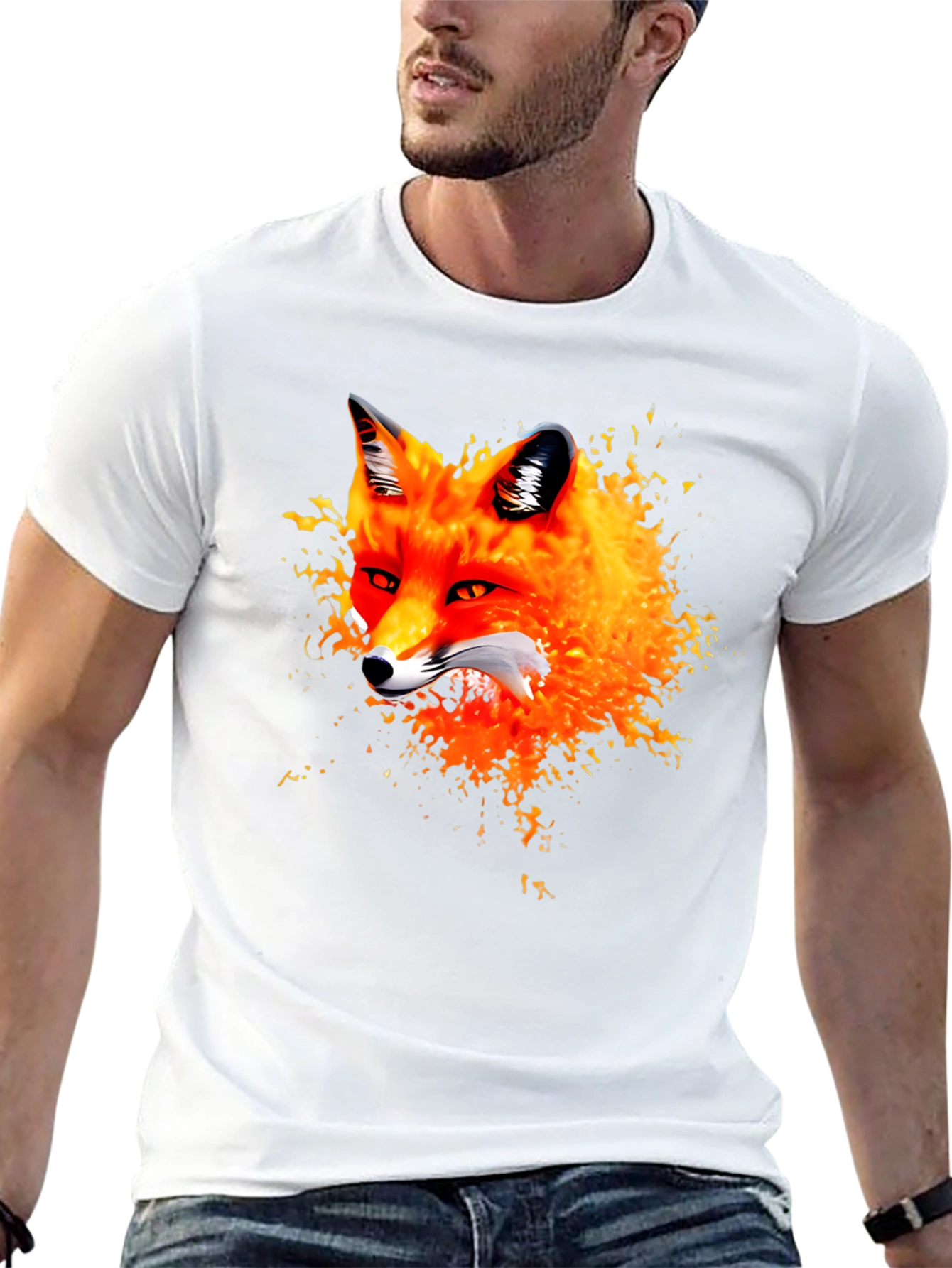Fox Graphic Black T-Shirt - Artistic Animal Tee