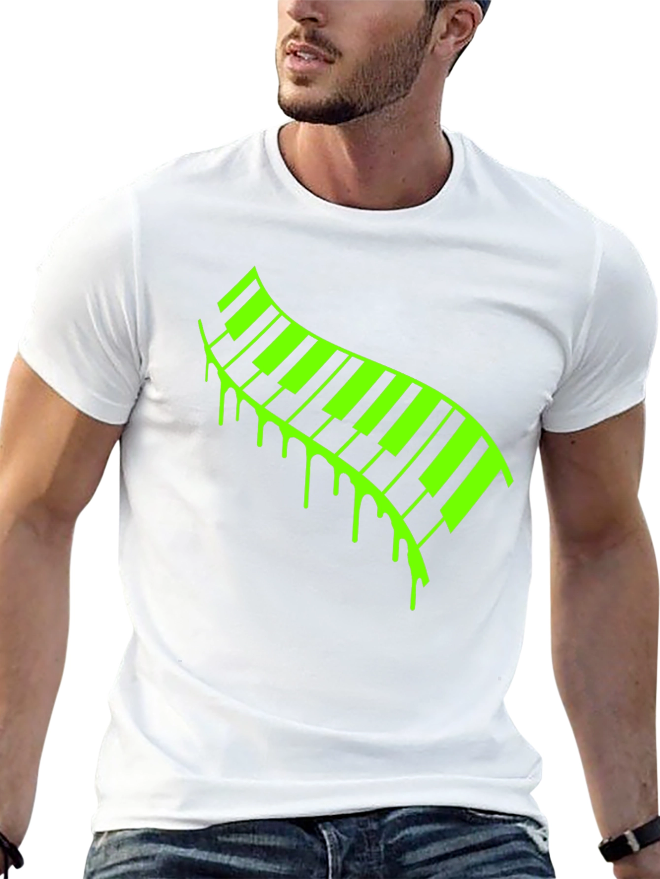 Neon Drip Piano Keys T-Shirt - Musical Style