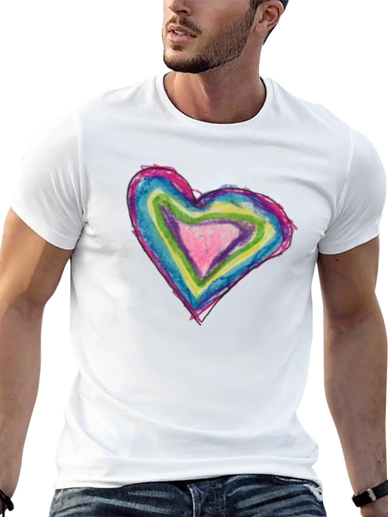 Rainbow Heart Tee - Unique Graphic T-Shirt