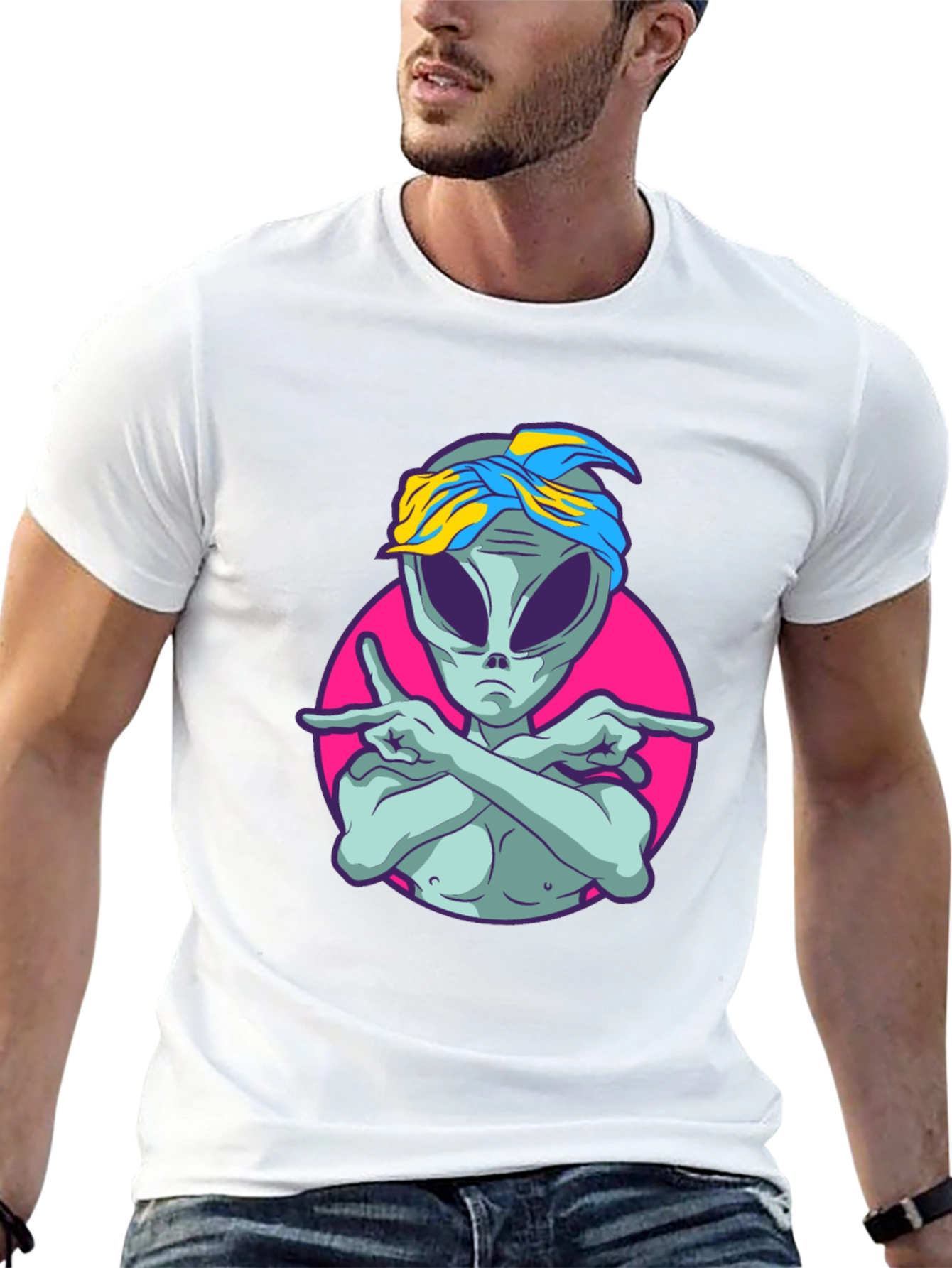 Alien Rapper Graphic T-Shirt - Black