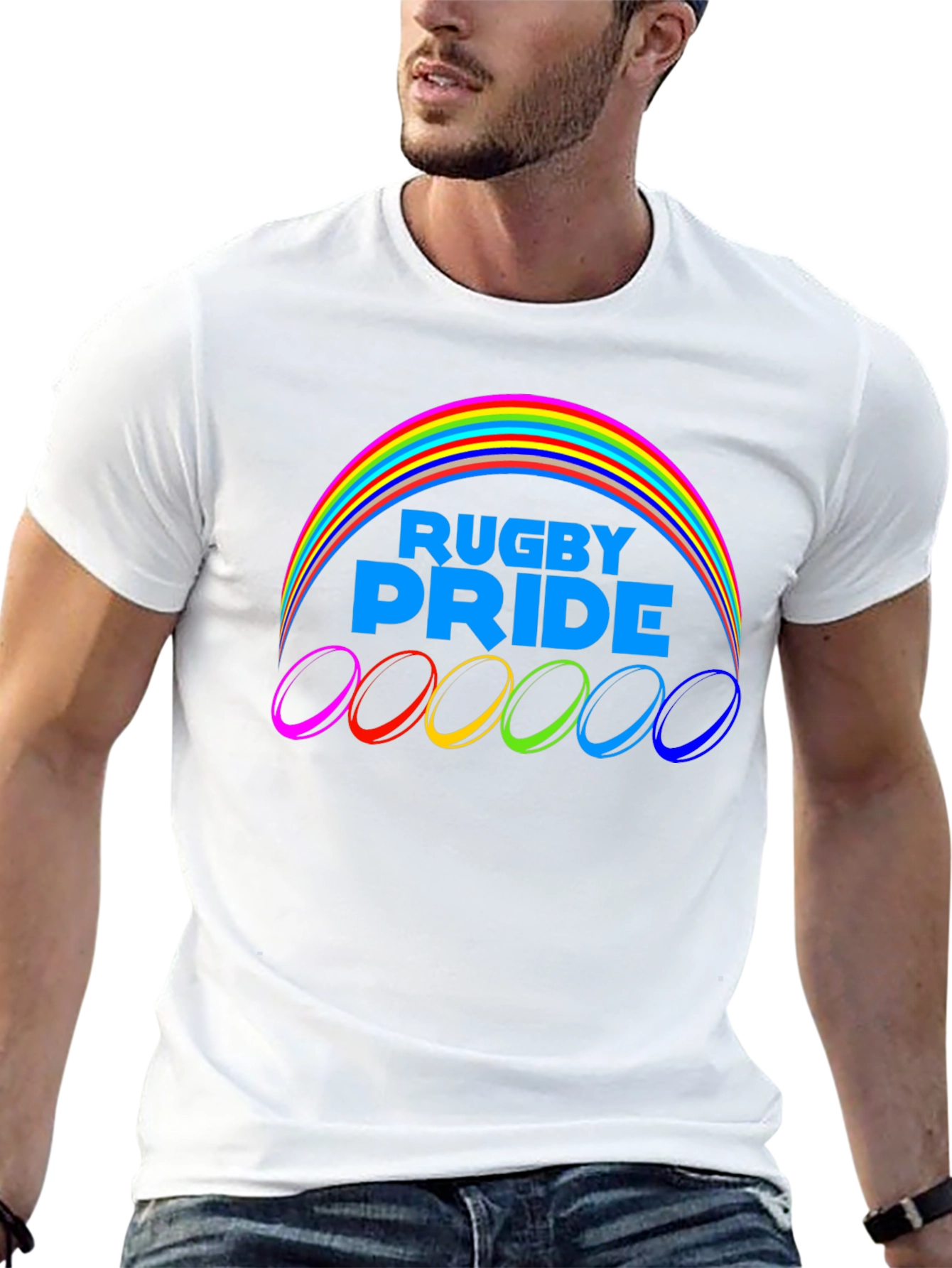 Rugby Pride T-Shirt - Rainbow Design