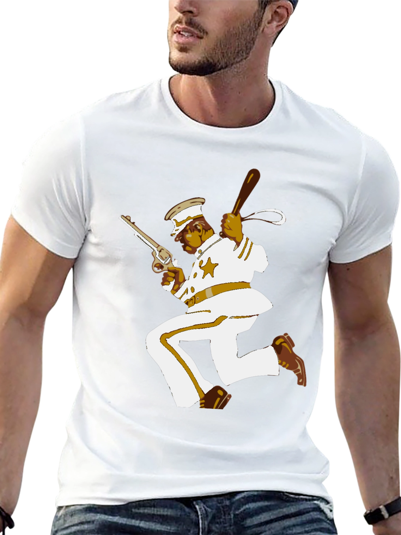 Retro Cartoon Cop T-Shirt - Classic Black Tee