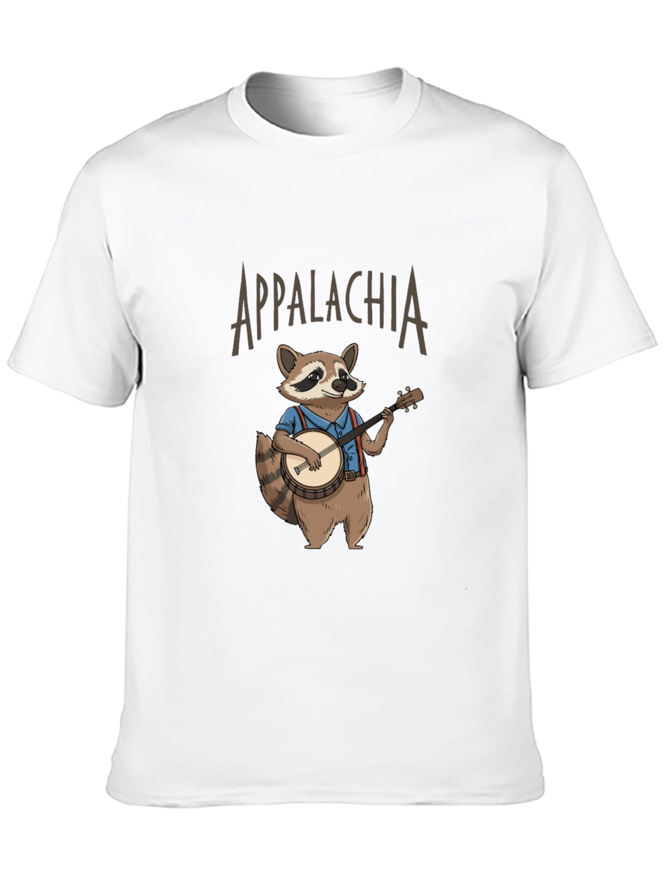 Appalachia Raccoon Banjo T-Shirt - Black Cotton Tee