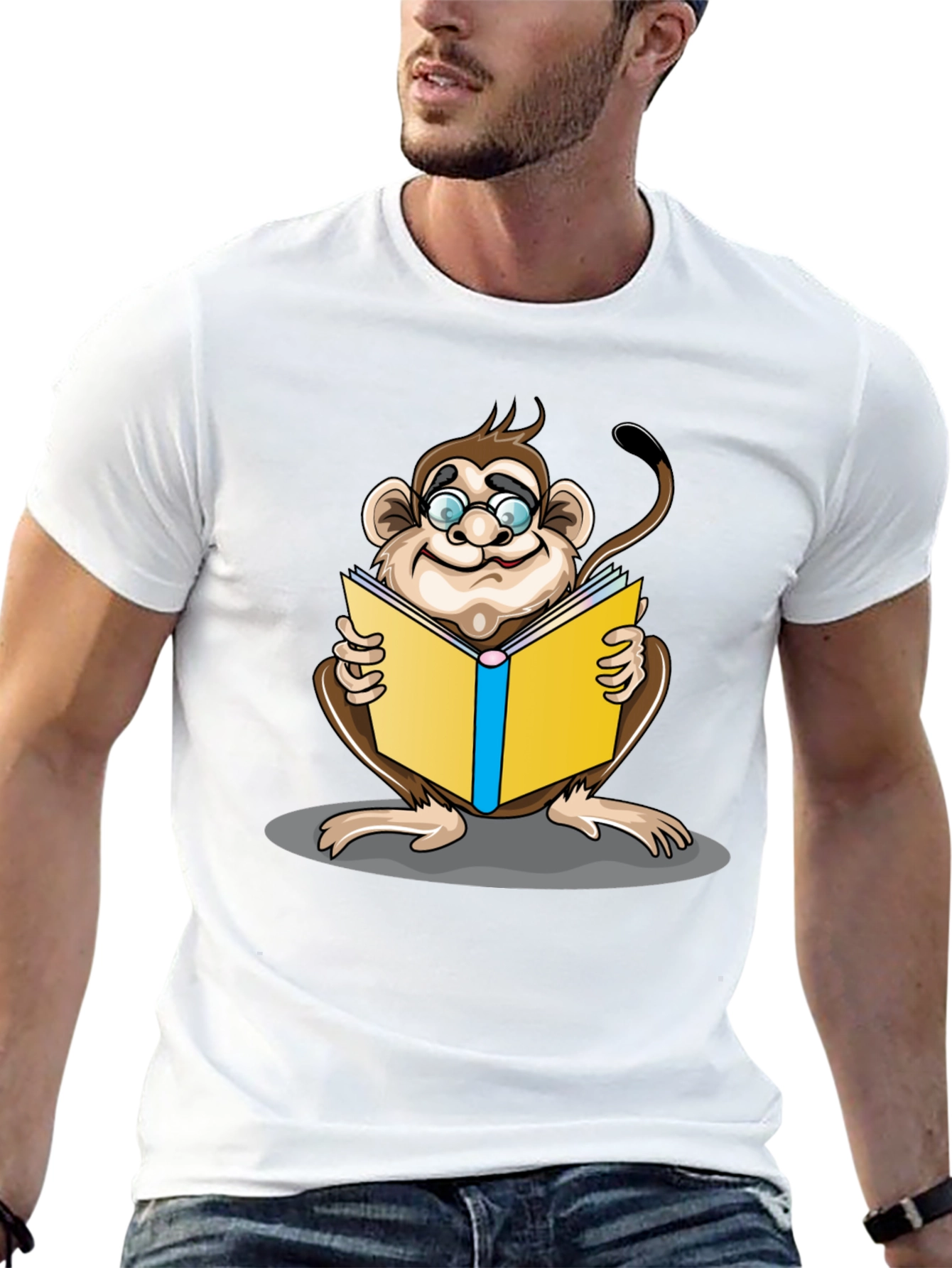 Reading Monkey Graphic T-Shirt - Black