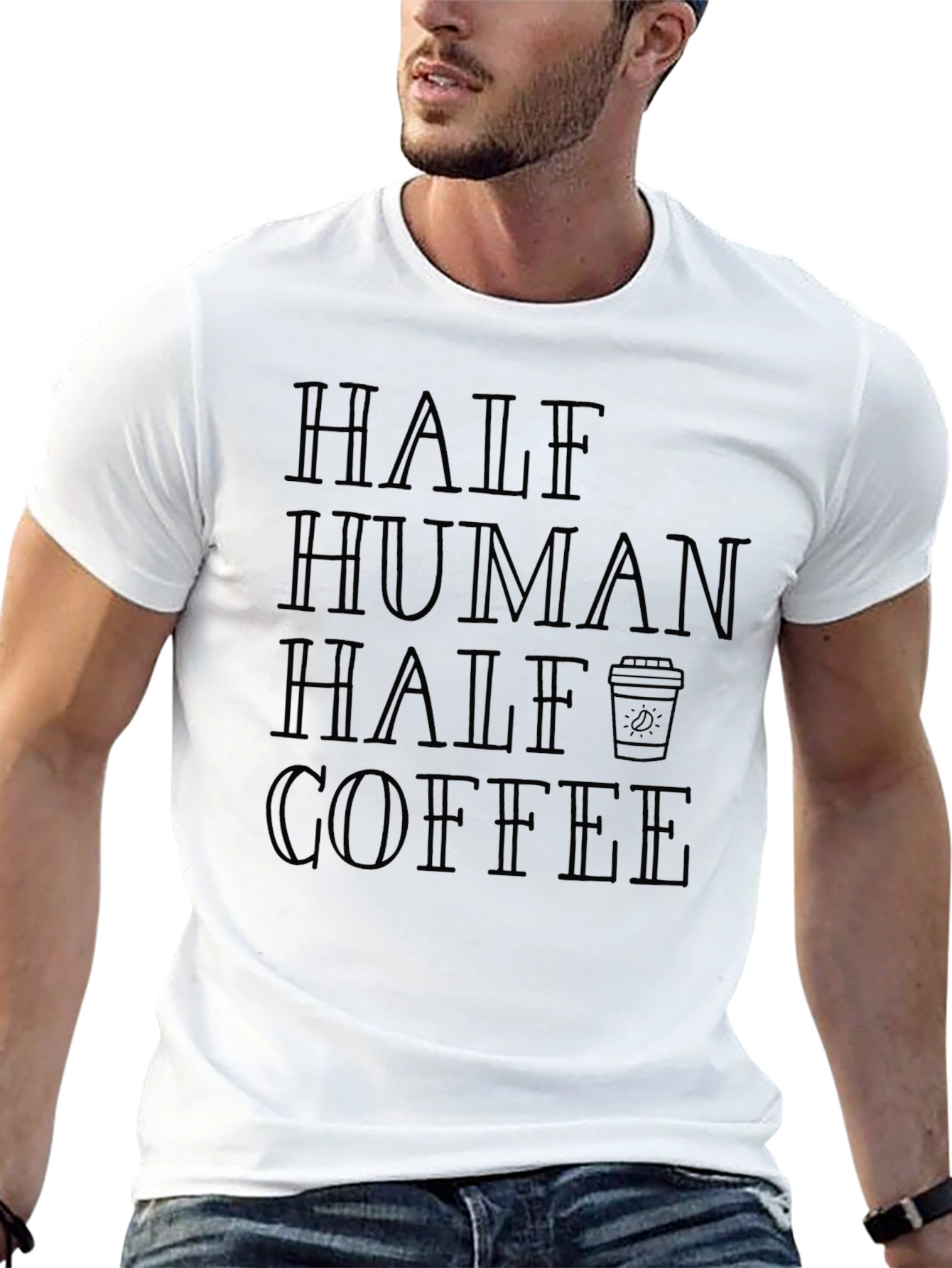 Half Human Half Coffee Graphic Tee